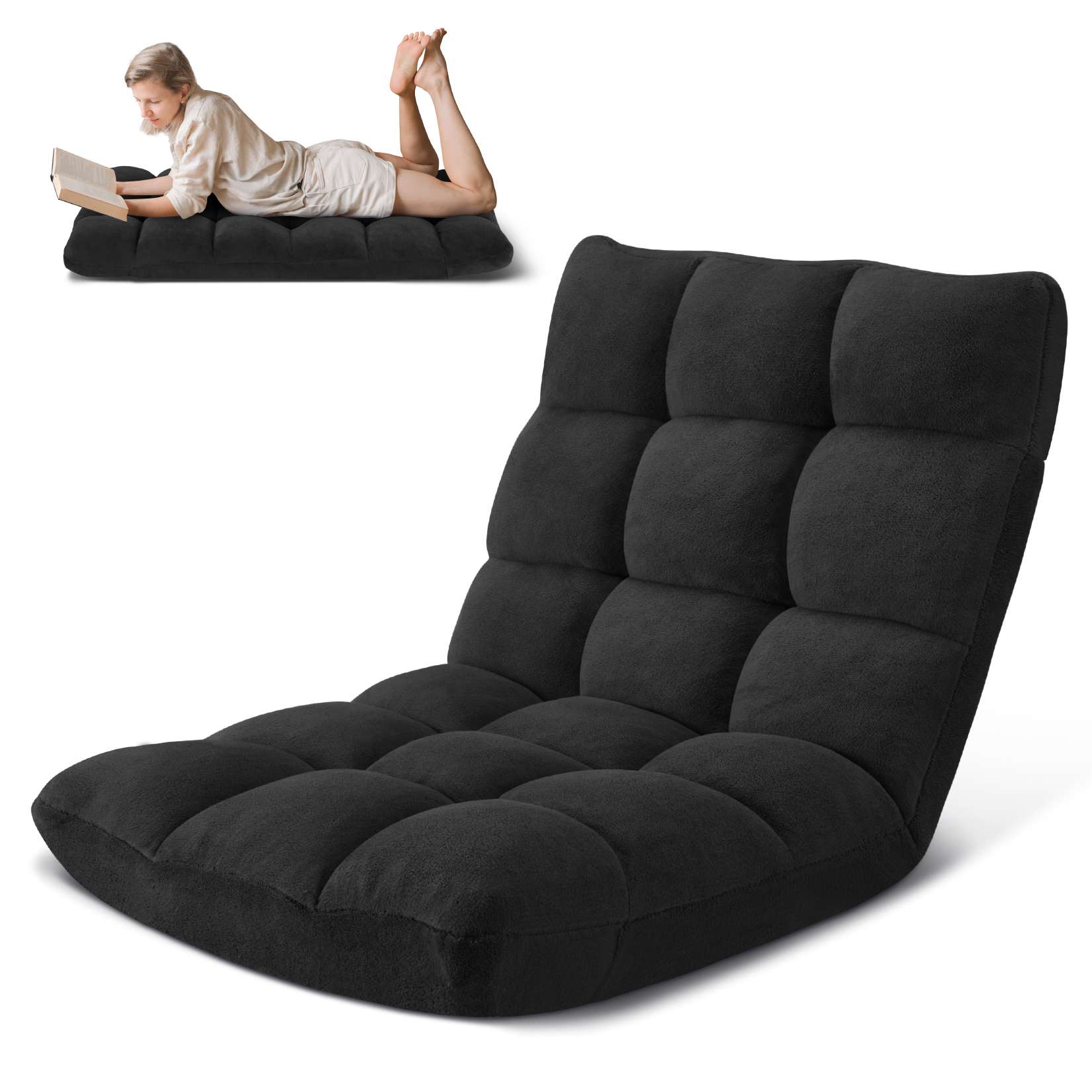 AHB® Folding Floor Chair with Back Support Adjustable Floor Lazy Sofa Chair