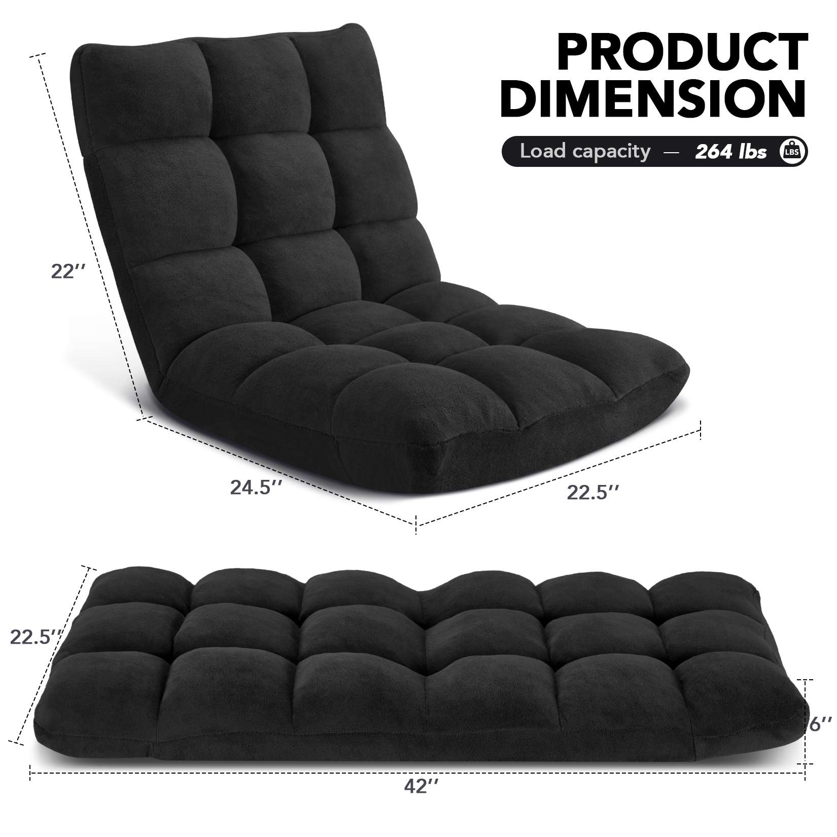 AHB® Folding Floor Chair with Back Support Adjustable Floor Lazy Sofa Chair