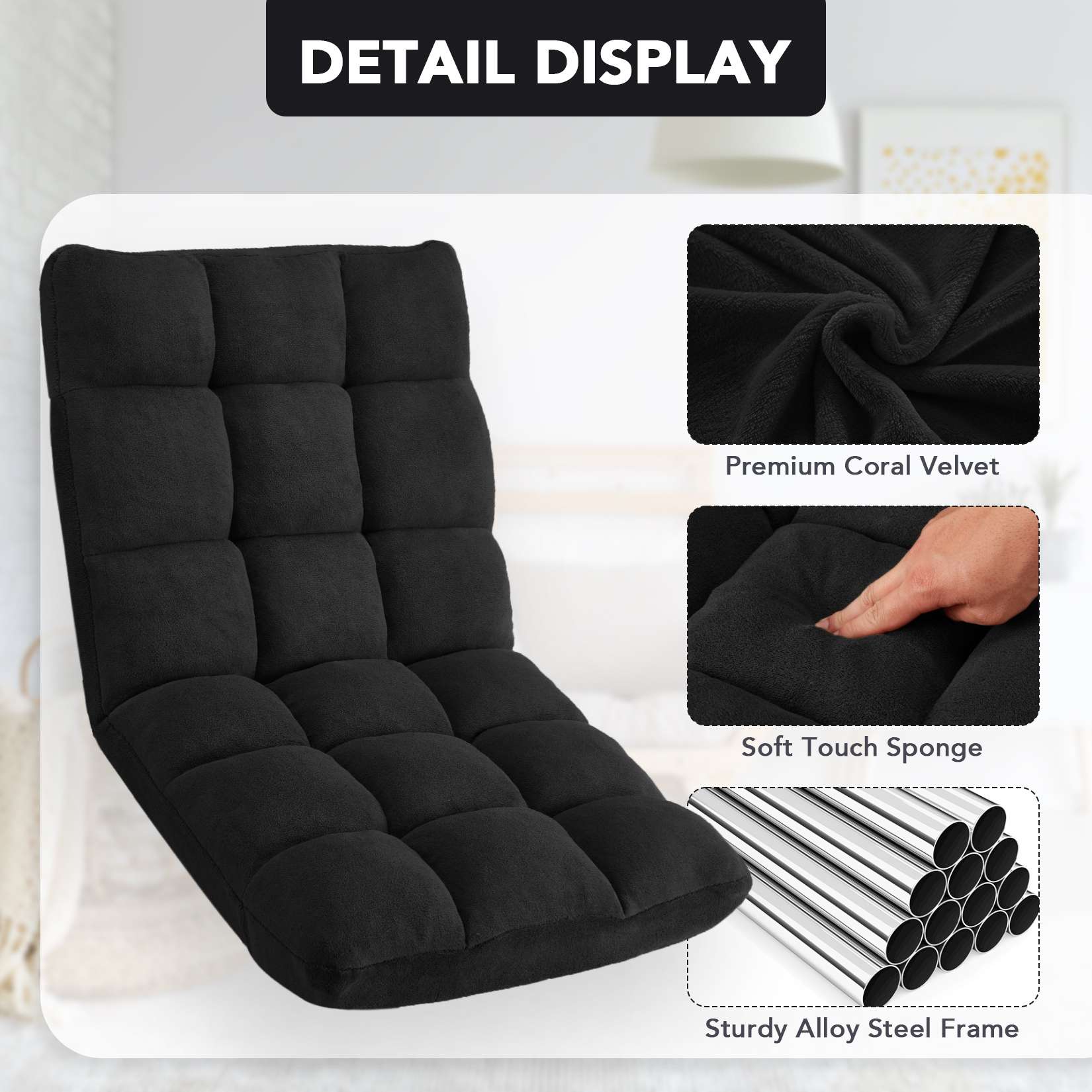 AHB® Folding Floor Chair with Back Support Adjustable Floor Lazy Sofa Chair