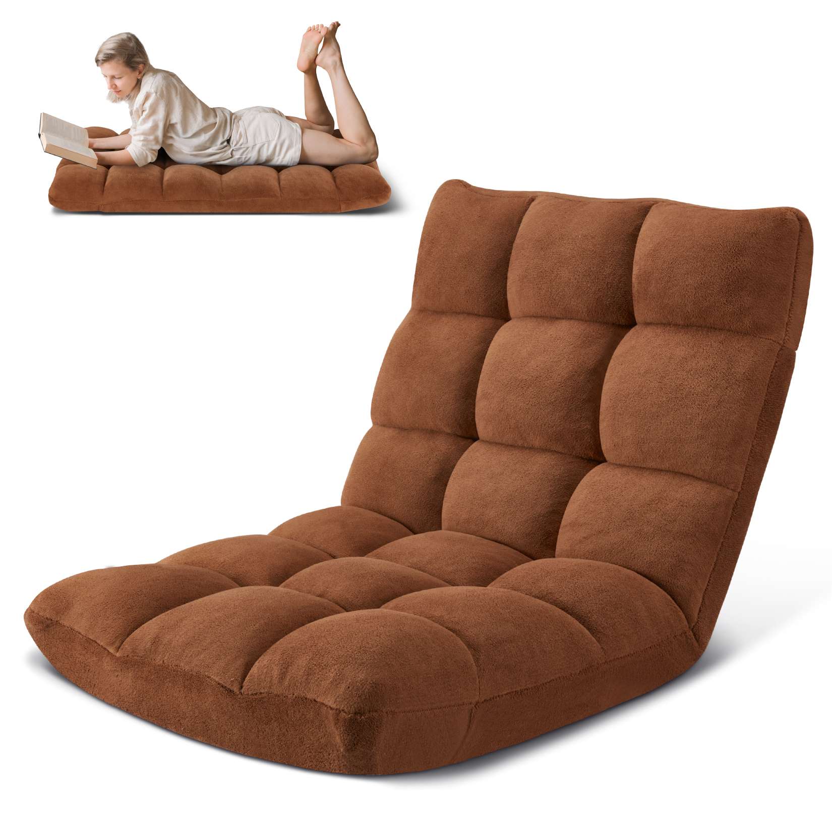 AHB® Folding Floor Chair with Back Support Adjustable Floor Lazy Sofa Chair