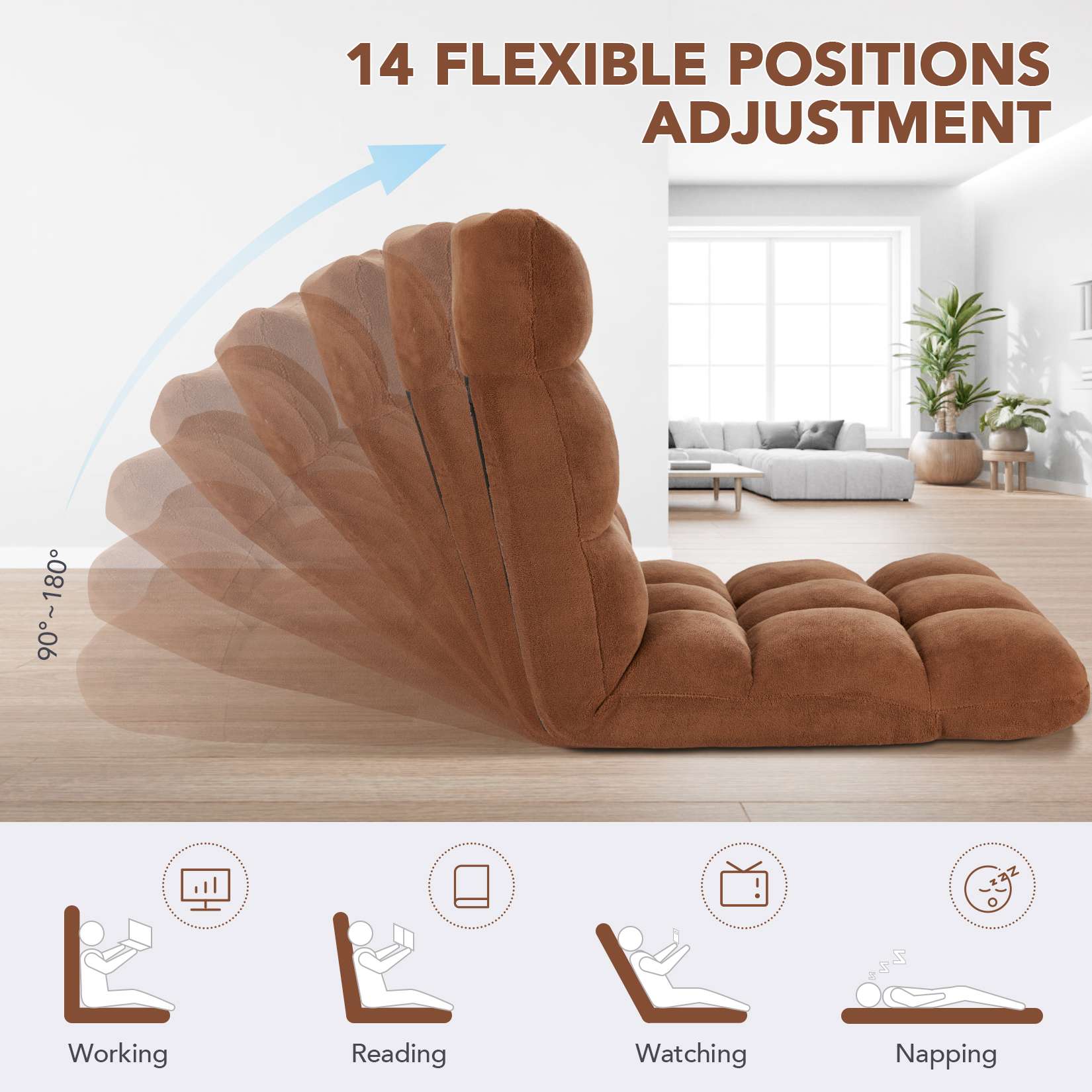 AHB® Folding Floor Chair with Back Support Adjustable Floor Lazy Sofa Chair