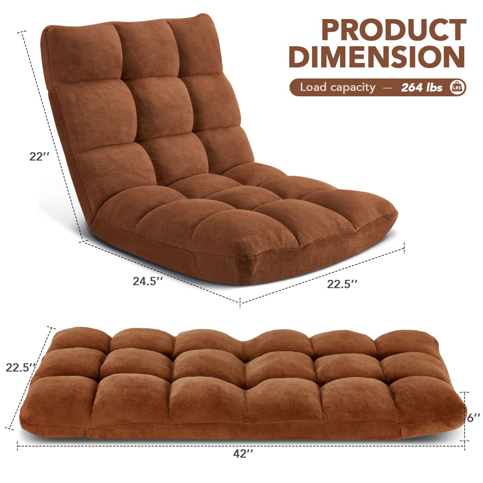 AHB® Folding Floor Chair with Back Support Adjustable Floor Lazy Sofa Chair