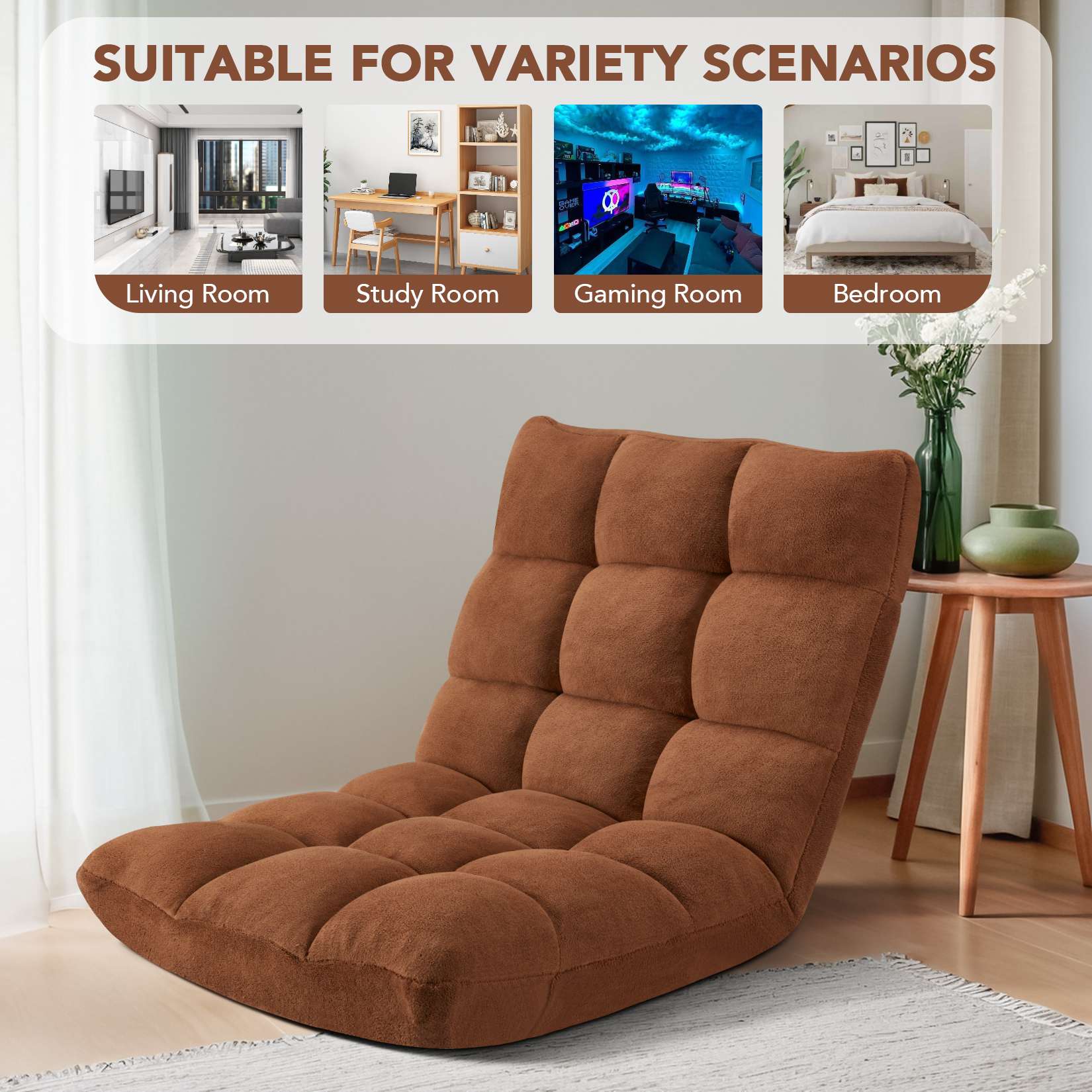 AHB® Folding Floor Chair with Back Support Adjustable Floor Lazy Sofa Chair