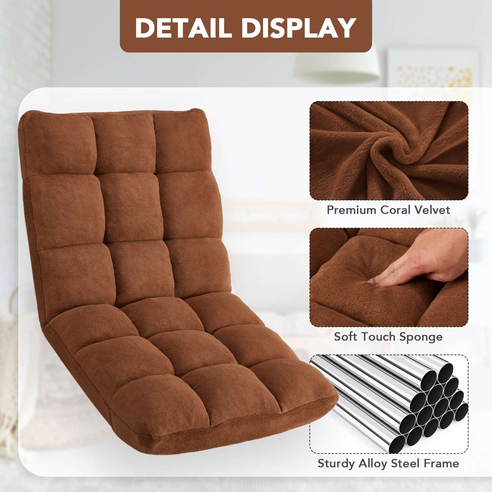 AHB® Folding Floor Chair with Back Support Adjustable Floor Lazy Sofa Chair
