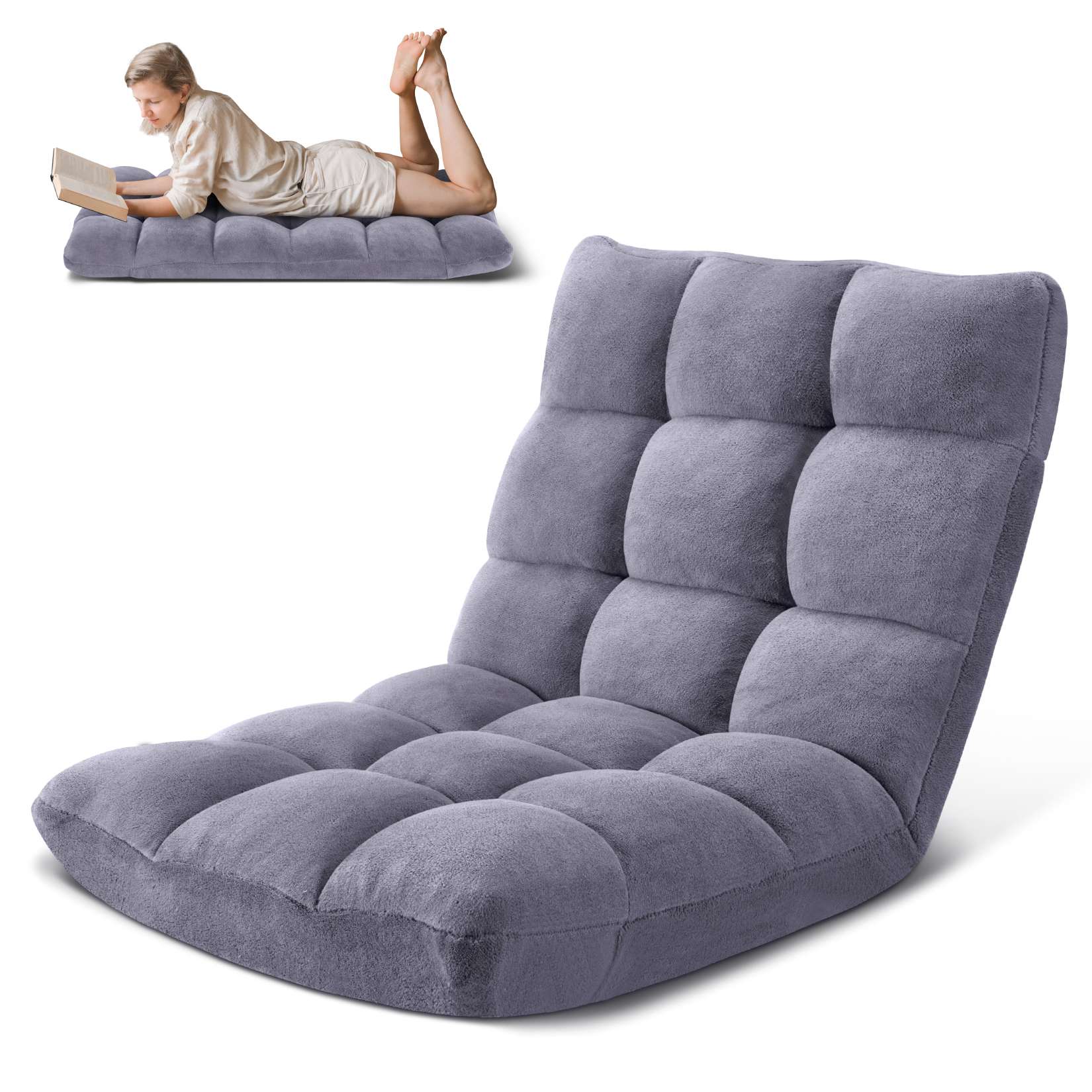 AHB® Folding Floor Chair with Back Support Adjustable Floor Lazy Sofa Chair