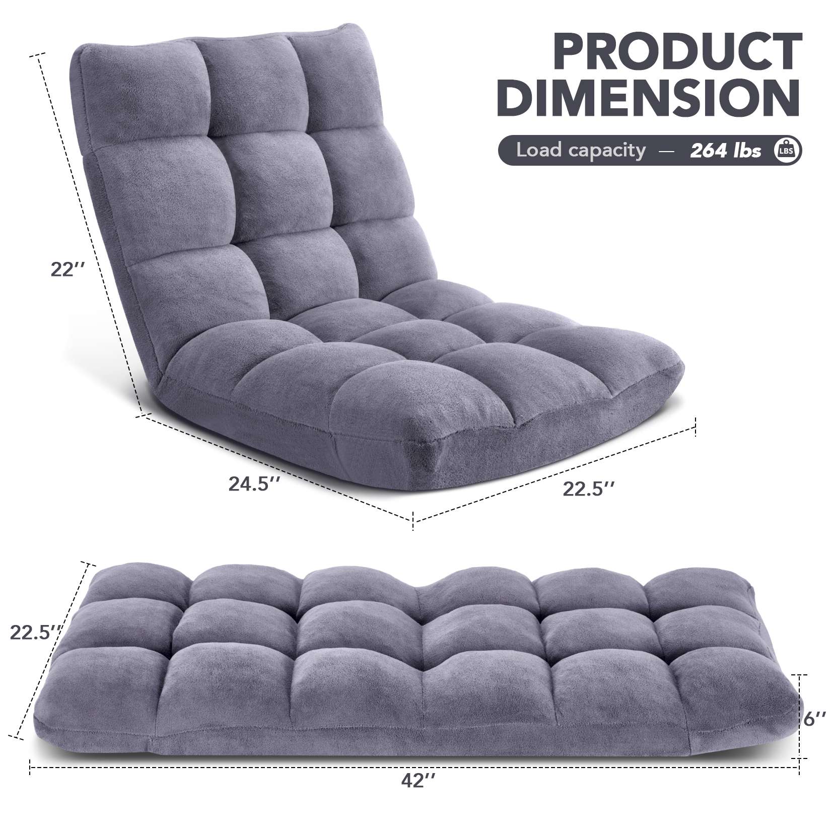 AHB® Folding Floor Chair with Back Support Adjustable Floor Lazy Sofa Chair