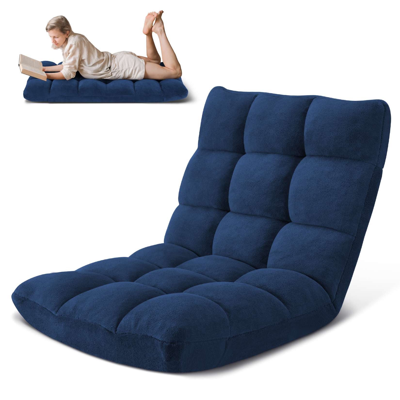 AHB® Folding Floor Chair with Back Support Adjustable Floor Lazy Sofa Chair
