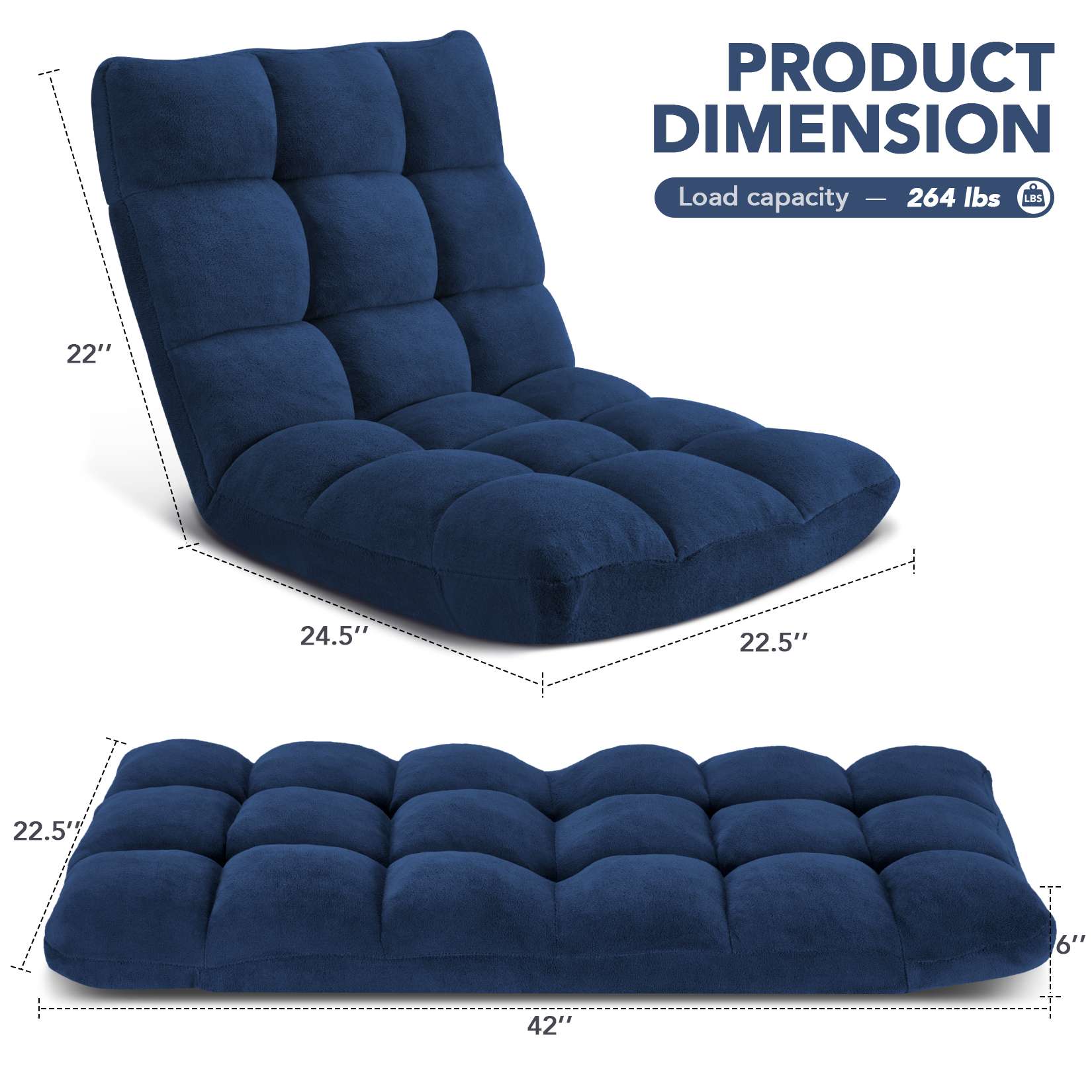 AHB® Folding Floor Chair with Back Support Adjustable Floor Lazy Sofa Chair