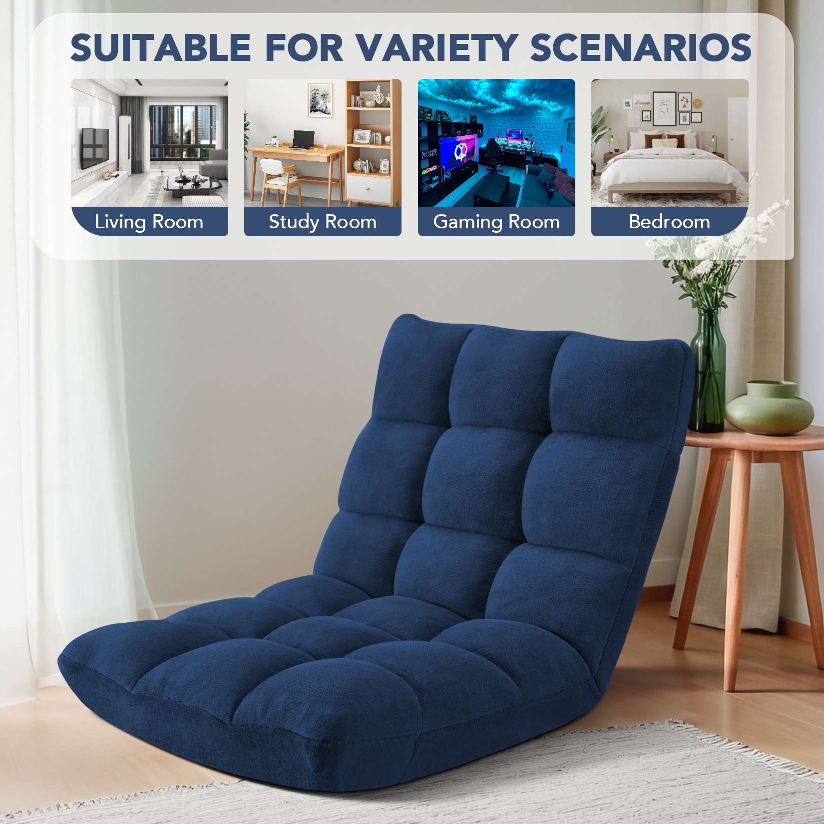 AHB® Folding Floor Chair with Back Support Adjustable Floor Lazy Sofa Chair