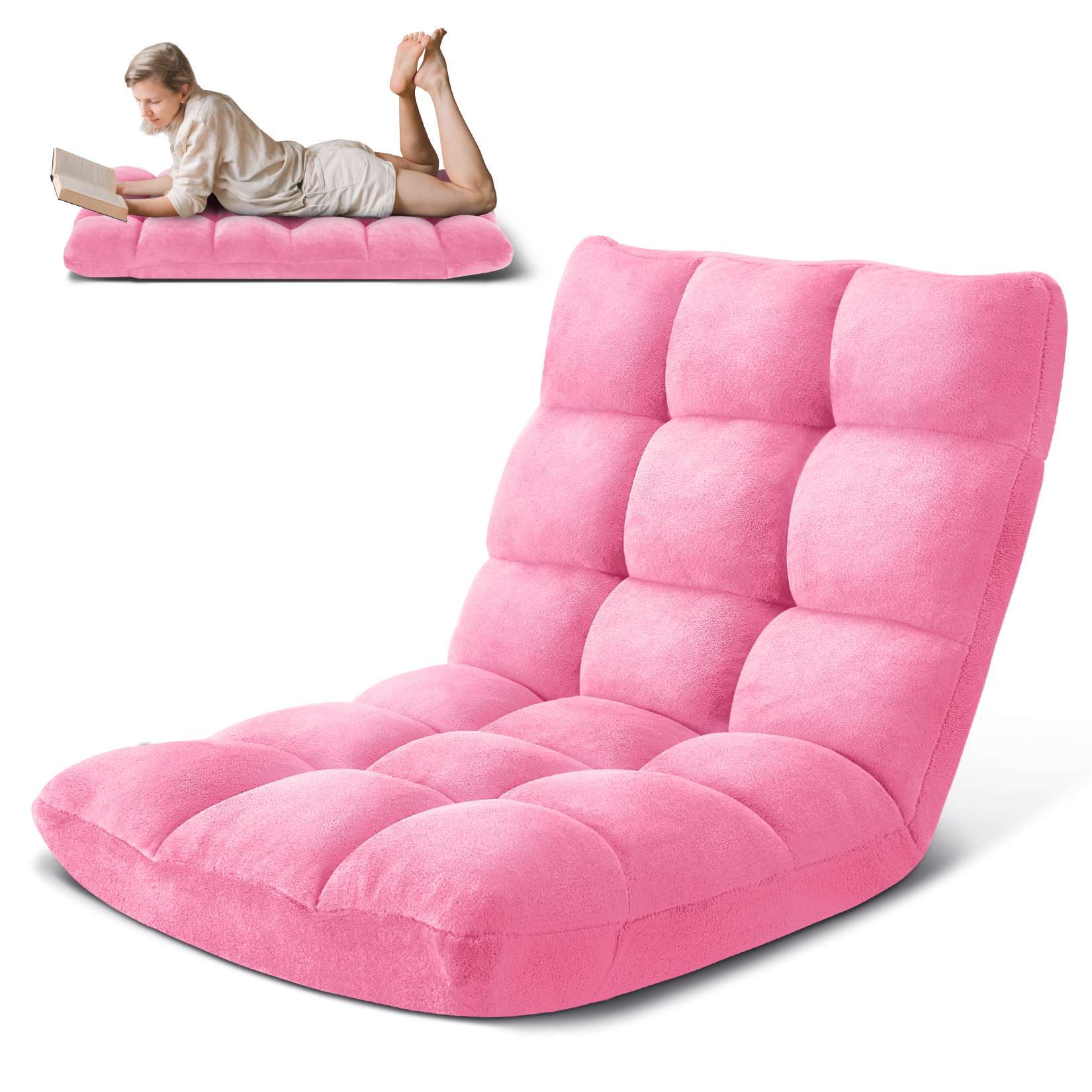 AHB® Folding Floor Chair with Back Support Adjustable Floor Lazy Sofa Chair
