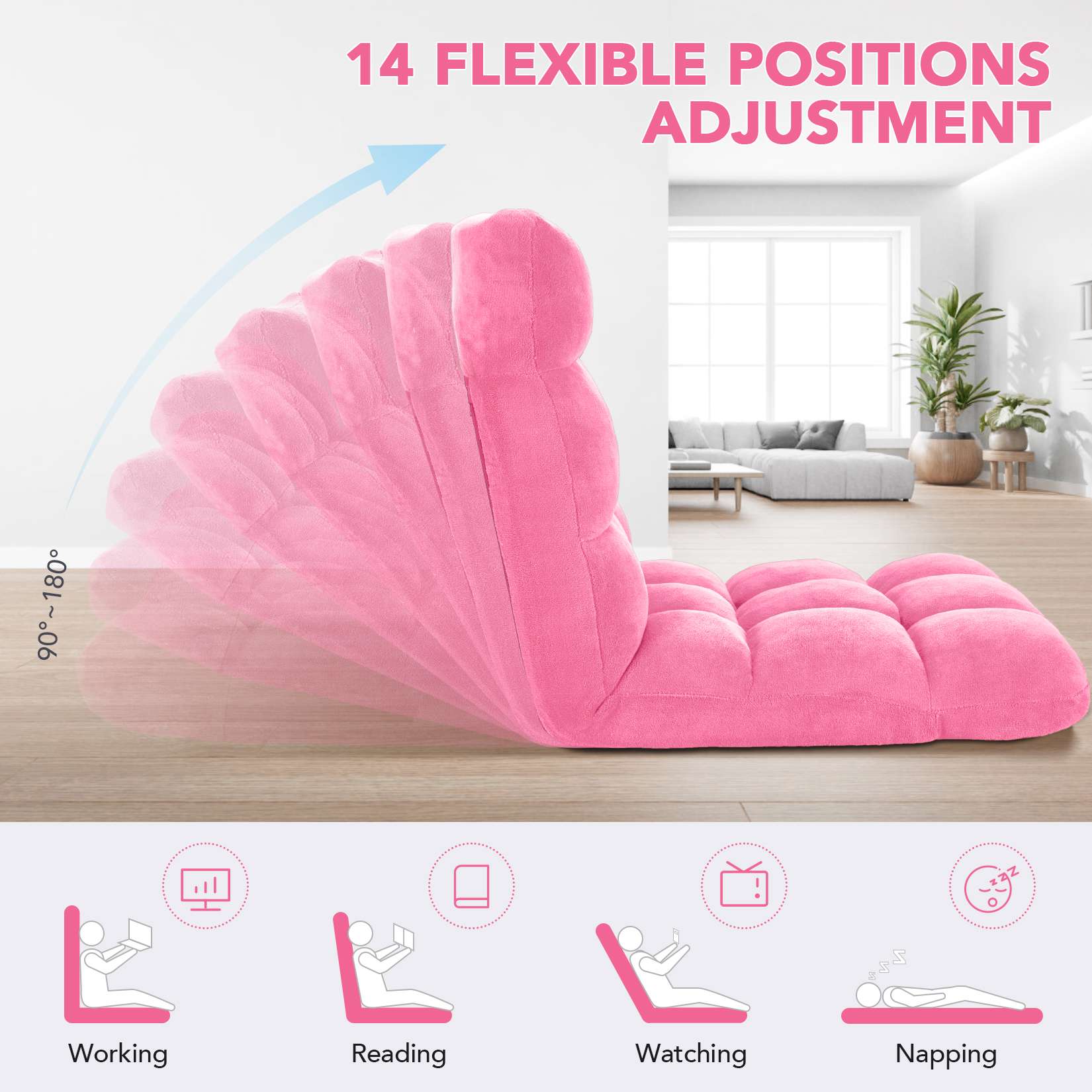 AHB® Folding Floor Chair with Back Support Adjustable Floor Lazy Sofa Chair