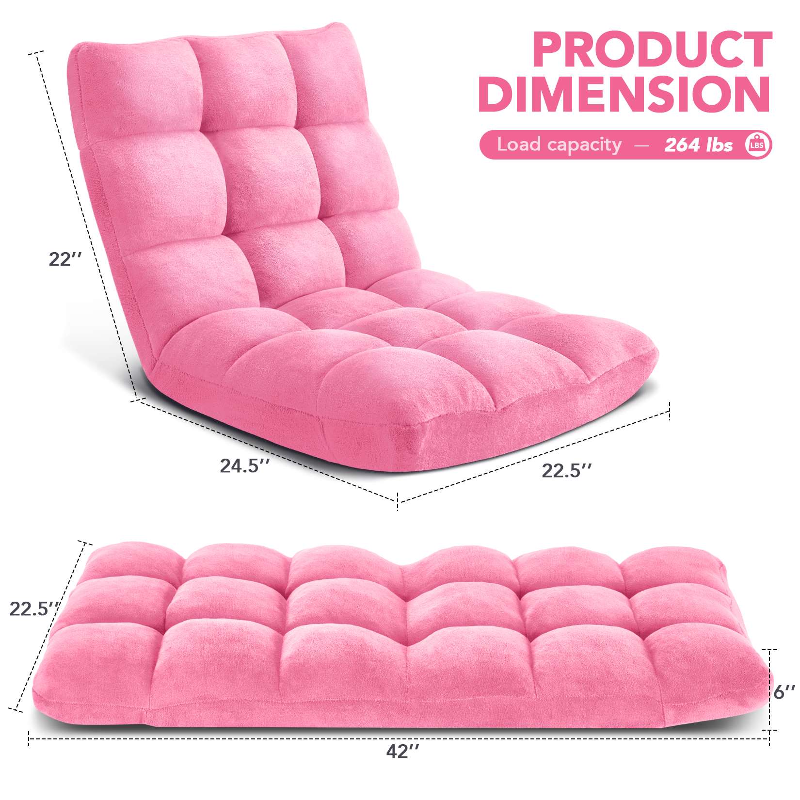 AHB® Folding Floor Chair with Back Support Adjustable Floor Lazy Sofa Chair