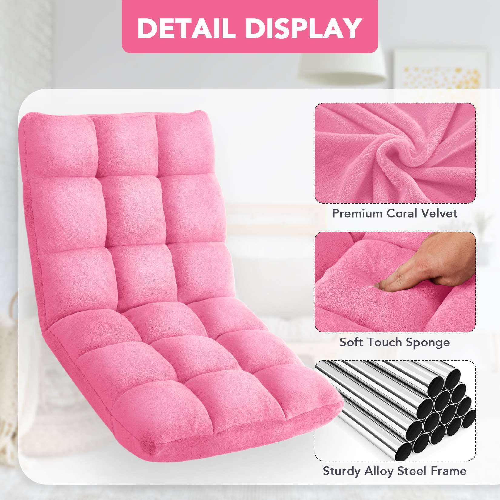 AHB® Folding Floor Chair with Back Support Adjustable Floor Lazy Sofa Chair