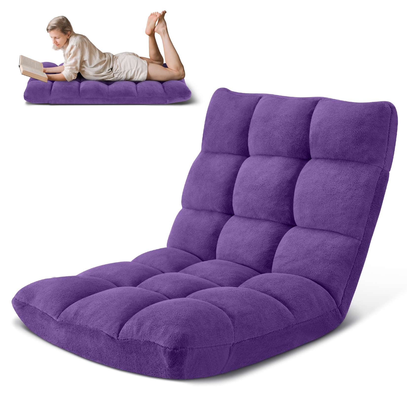 AHB® Folding Floor Chair with Back Support Adjustable Floor Lazy Sofa Chair