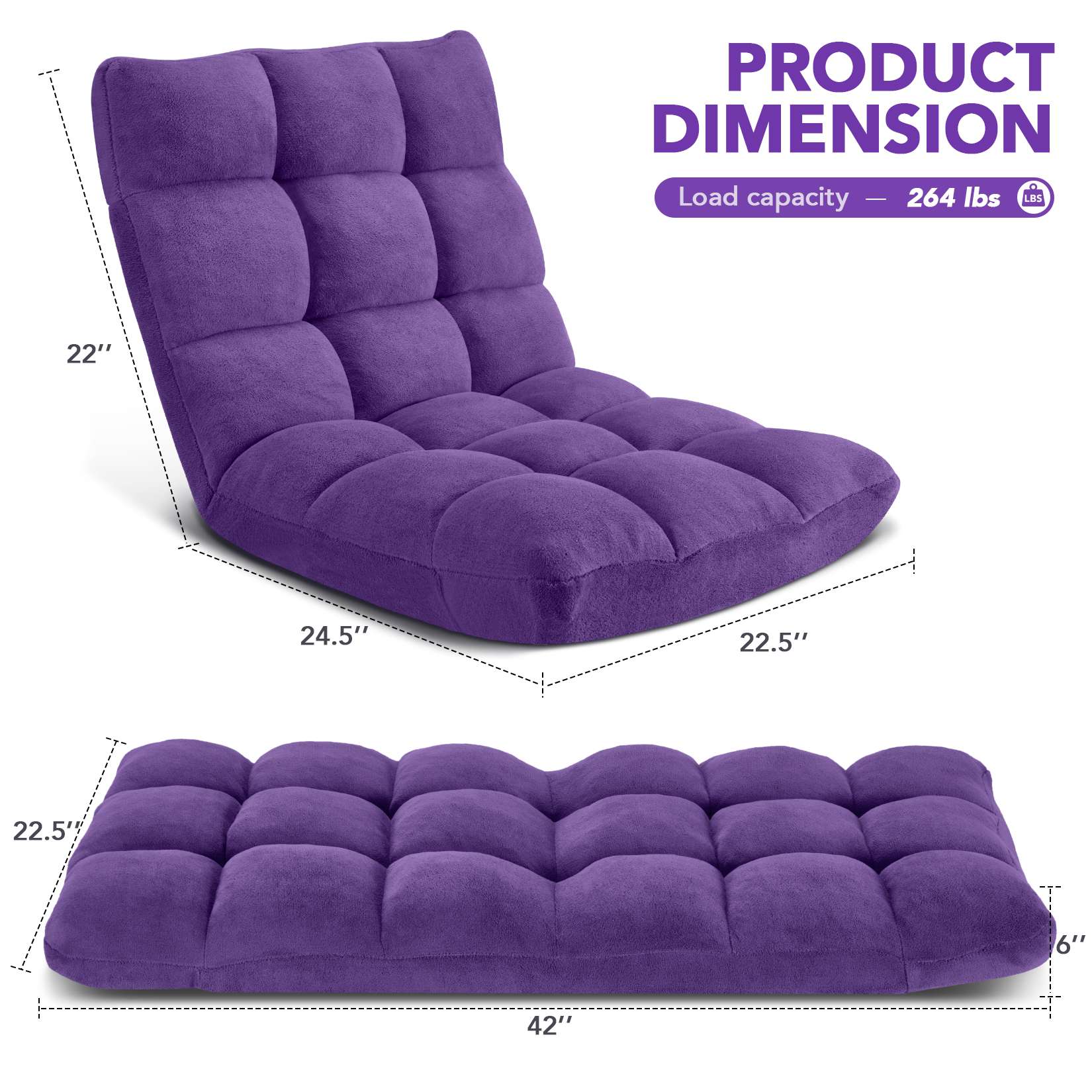 AHB® Folding Floor Chair with Back Support Adjustable Floor Lazy Sofa Chair
