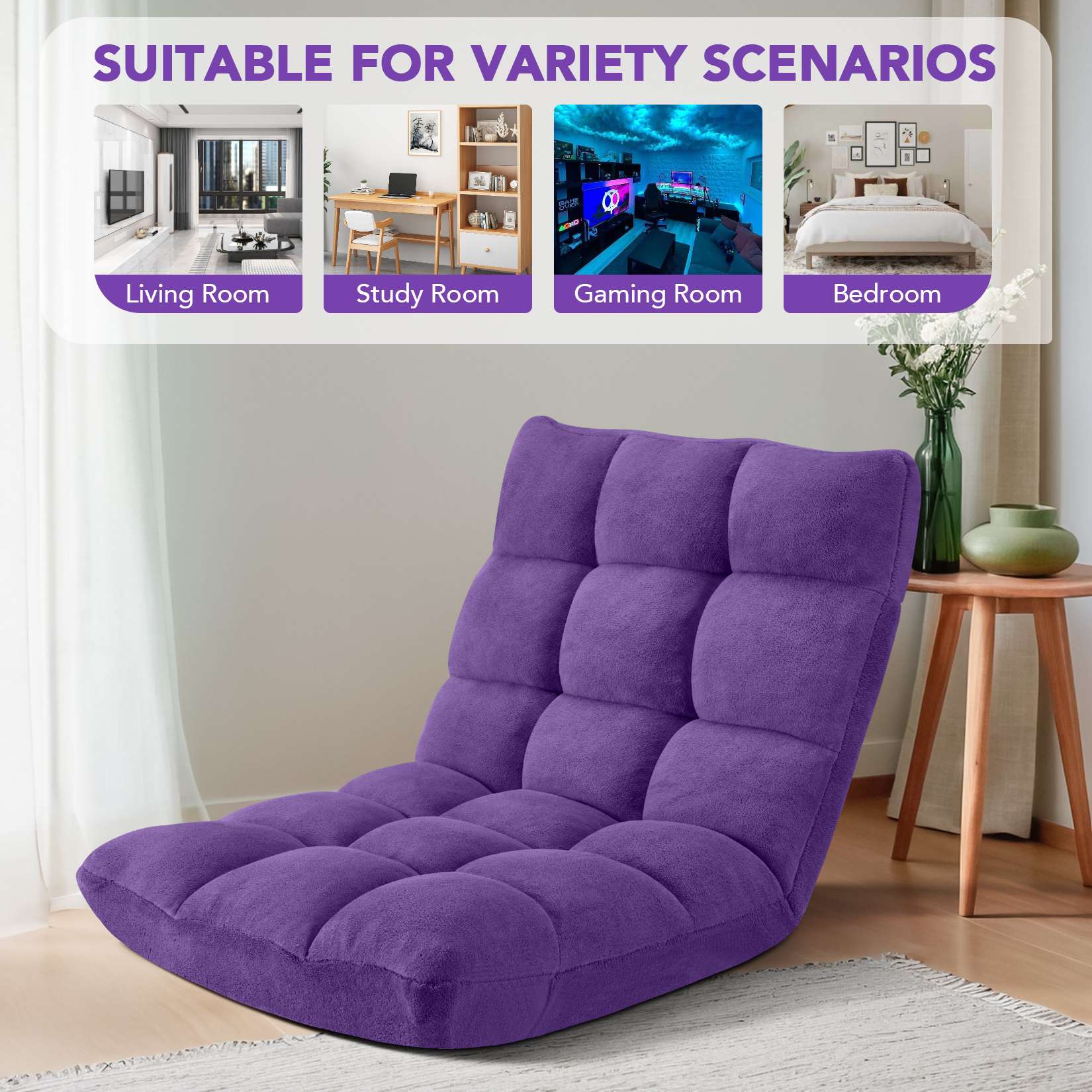 AHB® Folding Floor Chair with Back Support Adjustable Floor Lazy Sofa Chair