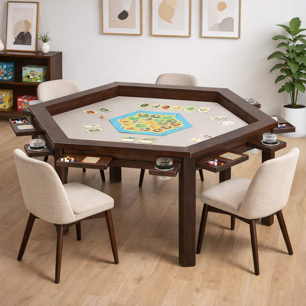 Avocahom Hexagonal Board Game Table for 4-6 with Removable Table Top