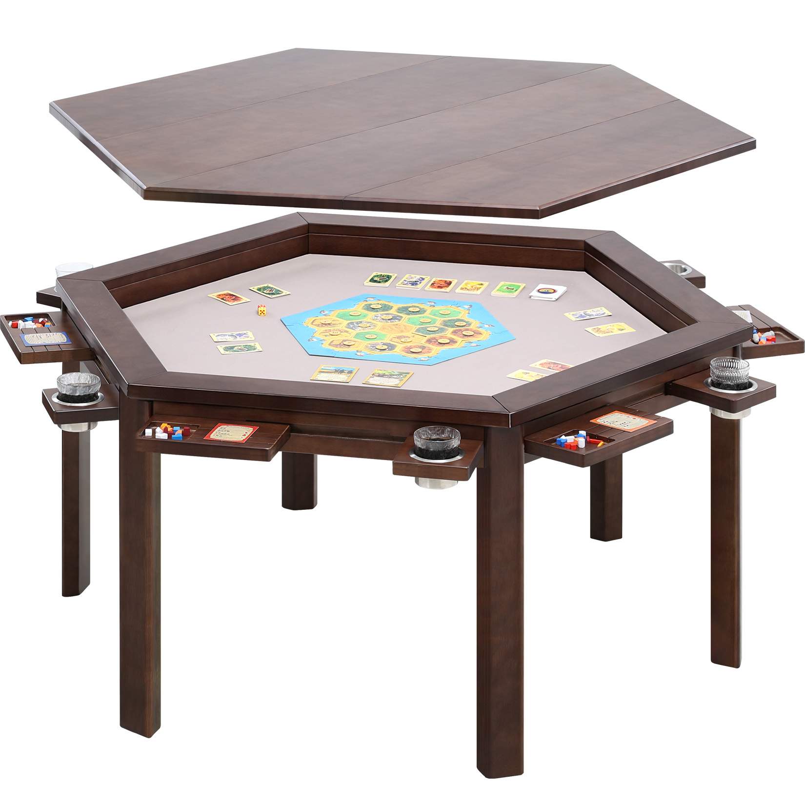 Avocahom Hexagonal Board Game Table for 4-6 with Removable Table Top