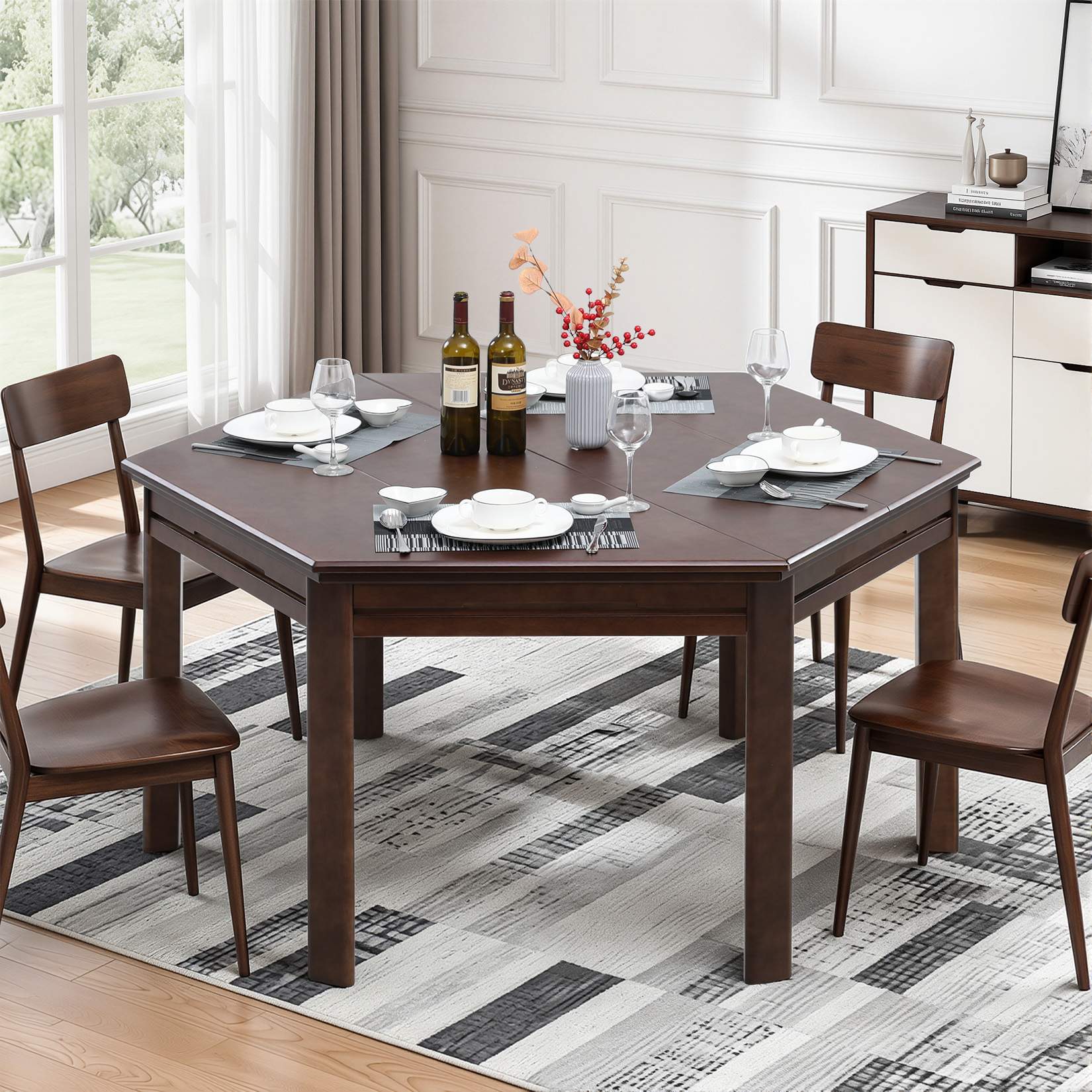 Avocahom Hexagonal Board Game Table for 4-6 with Removable Table Top