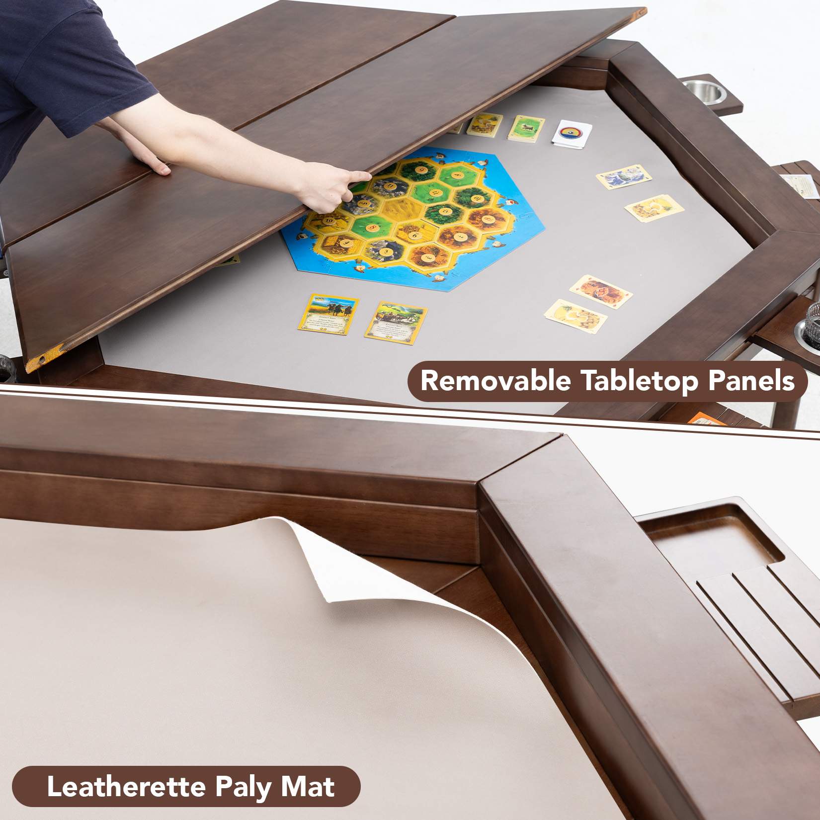 Avocahom Hexagonal Board Game Table for 4-6 with Removable Table Top