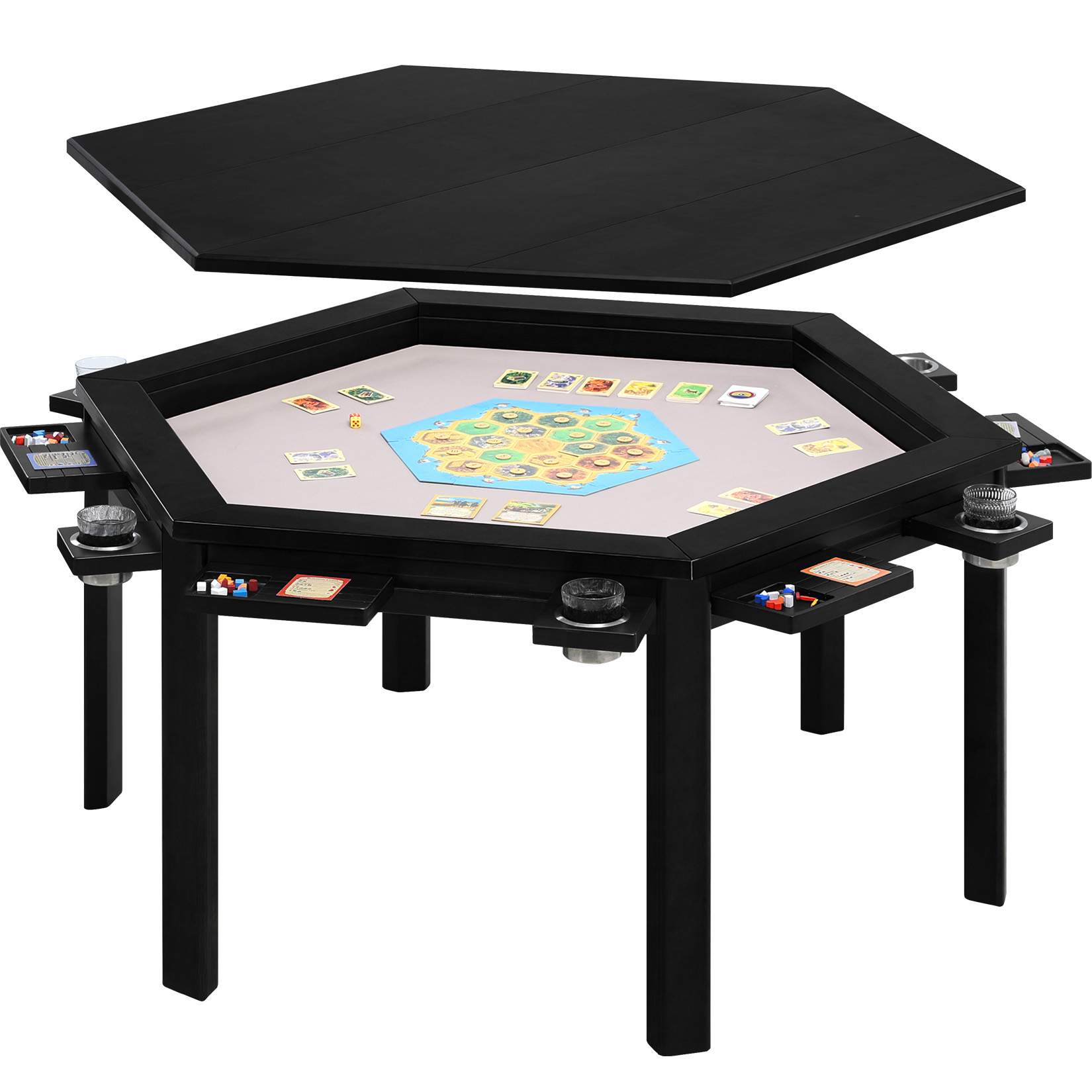 Avocahom Hexagonal Board Game Table for 4-6 with Removable Table Top