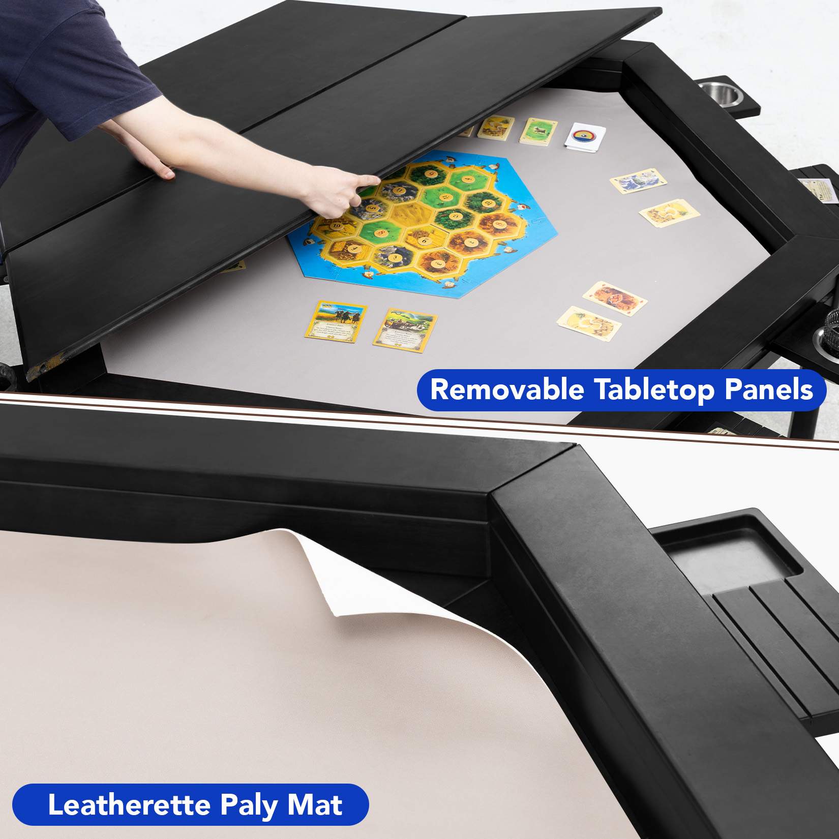 Avocahom Hexagonal Board Game Table for 4-6 with Removable Table Top