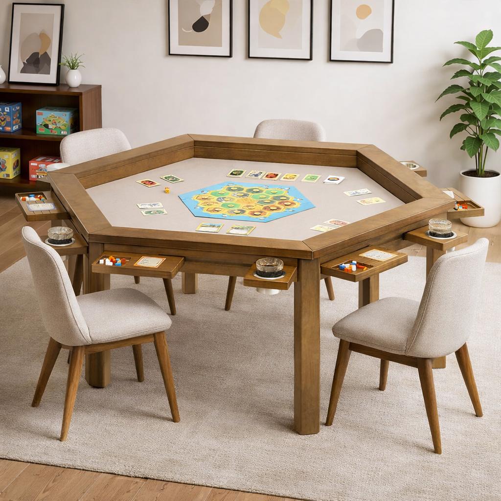 Avocahom Hexagonal Board Game Table for 4-6 with Removable Table Top