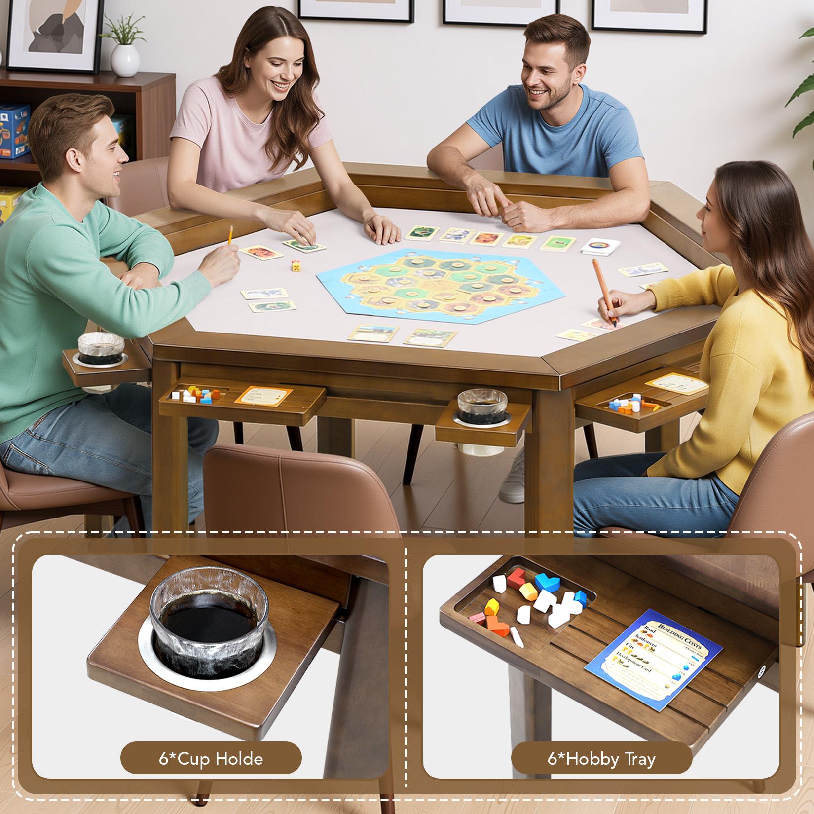 Avocahom Hexagonal Board Game Table for 4-6 with Removable Table Top
