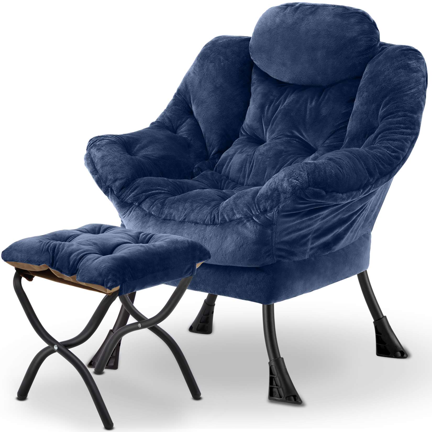 AHB® Lazy Chair with Folding Ottoman Upholstered Sofa Armchair Reading Chair