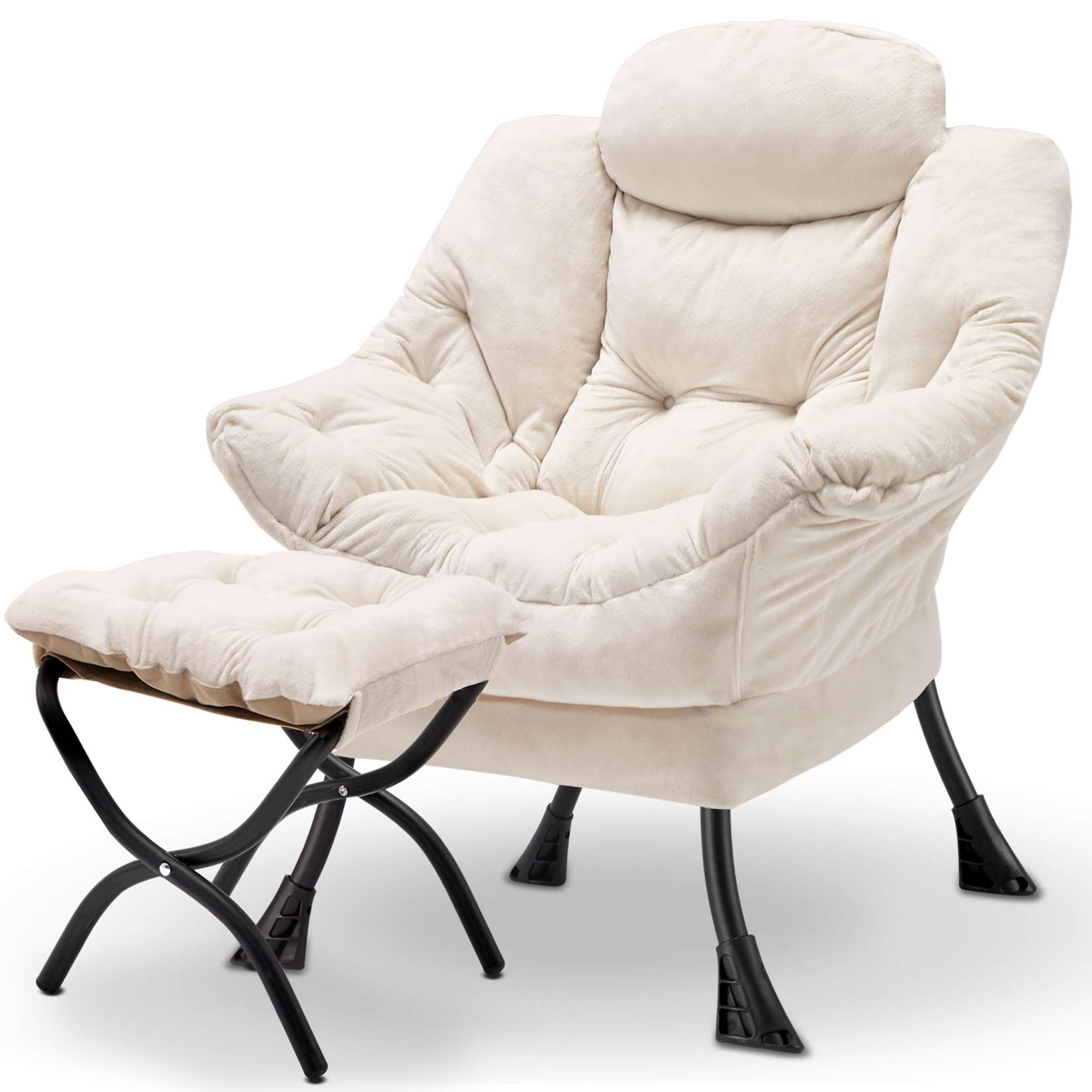 AHB® Lazy Chair with Folding Ottoman Upholstered Sofa Armchair Reading Chair