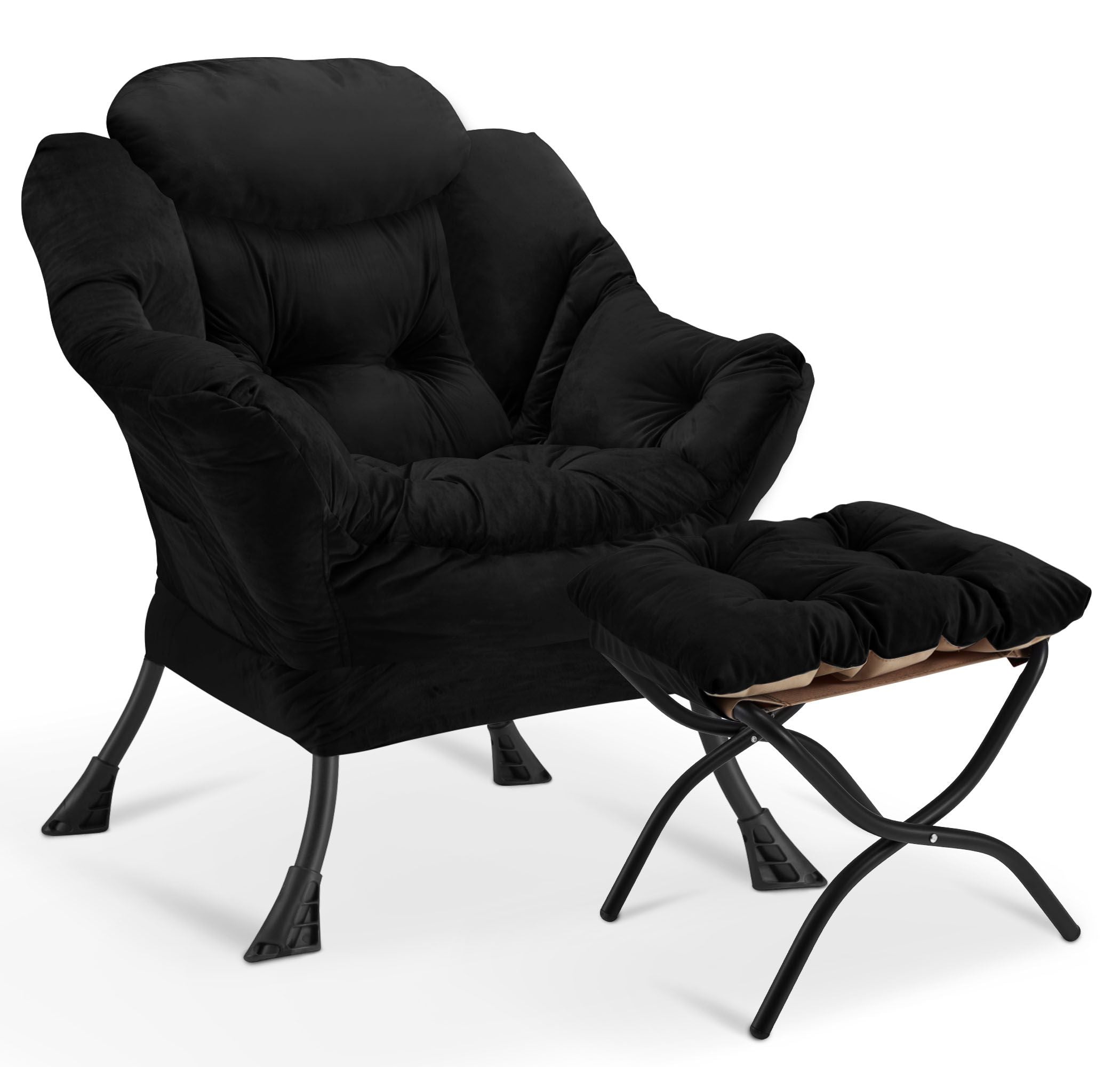 AHB® Lazy Chair with Folding Ottoman Upholstered Sofa Armchair Reading Chair
