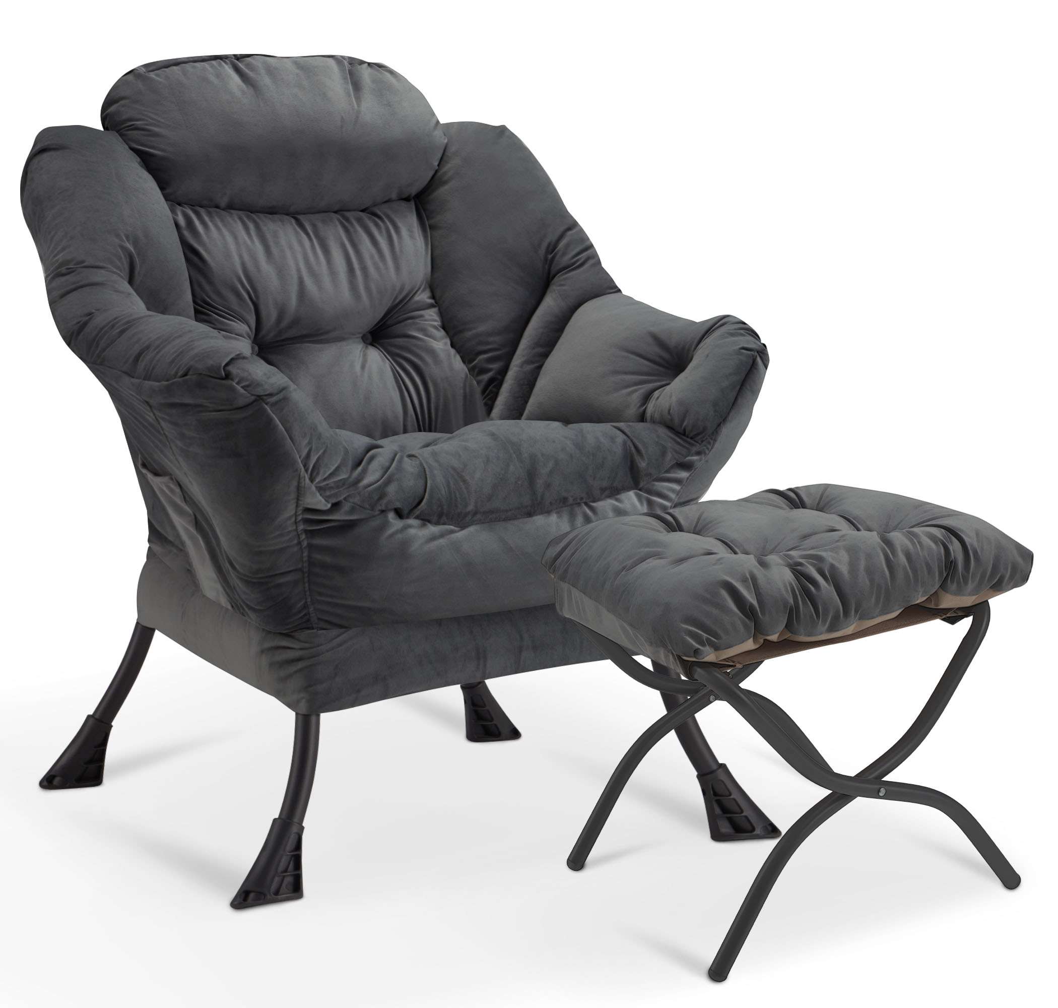 AHB® Lazy Chair with Folding Ottoman Upholstered Sofa Armchair Reading Chair