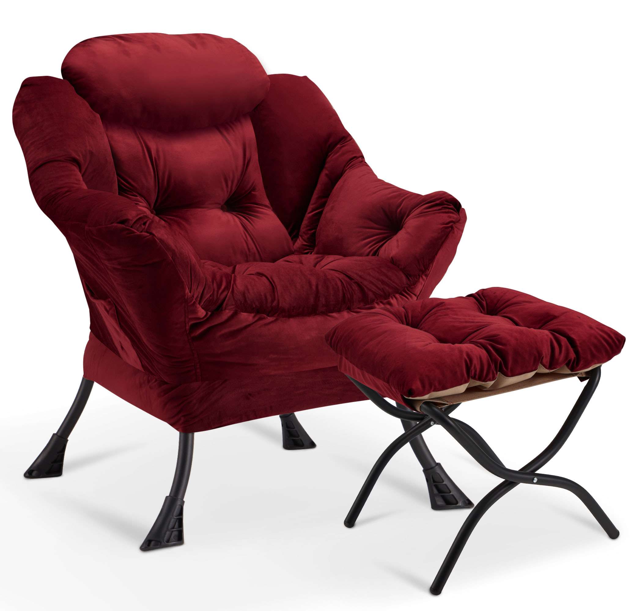 AHB® Lazy Chair with Folding Ottoman Upholstered Sofa Armchair Reading Chair