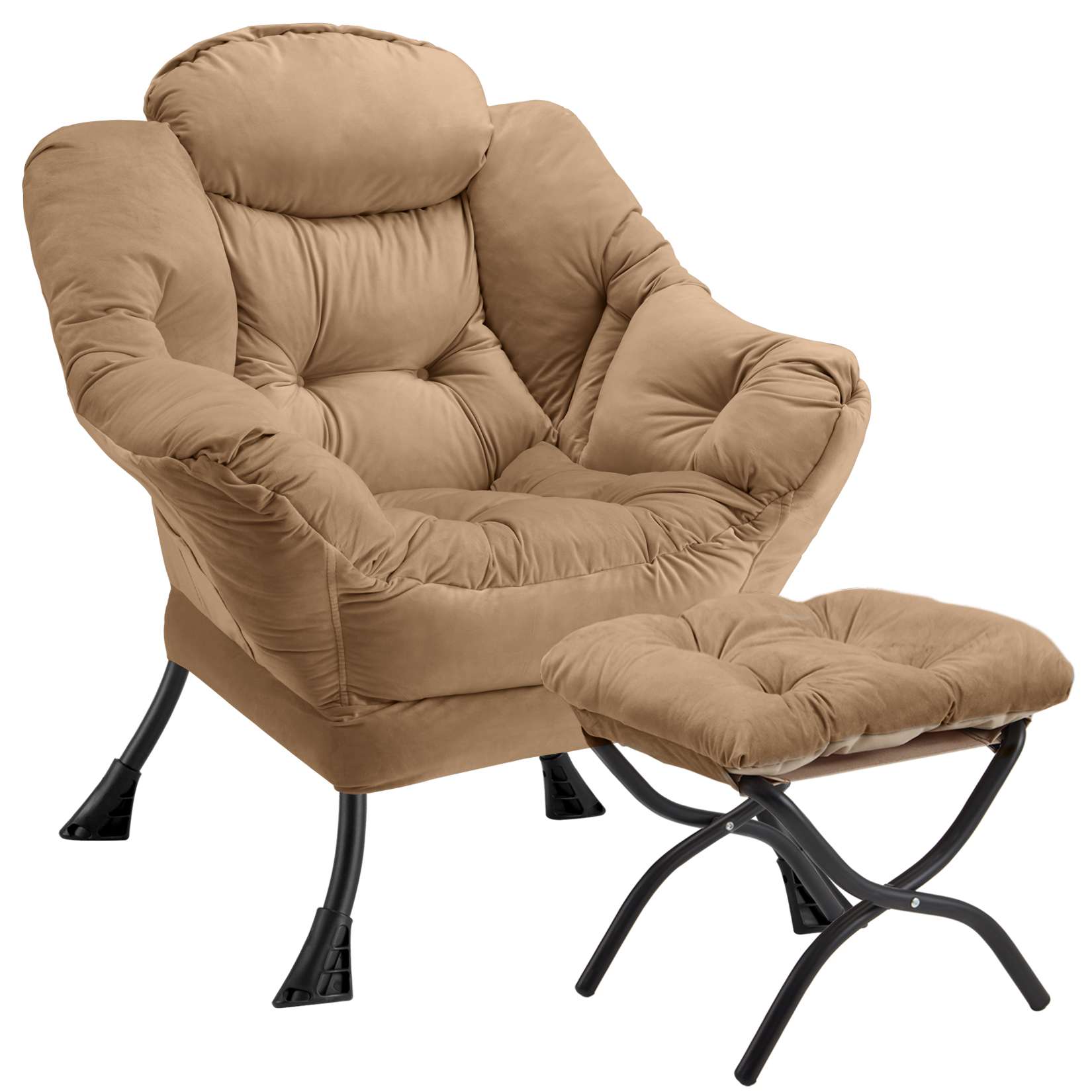 AHB® Lazy Chair with Folding Ottoman Upholstered Sofa Armchair Reading Chair