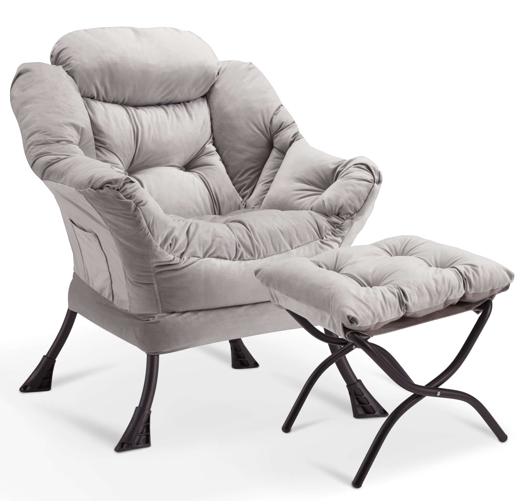AHB® Lazy Chair with Folding Ottoman Upholstered Sofa Armchair Reading Chair
