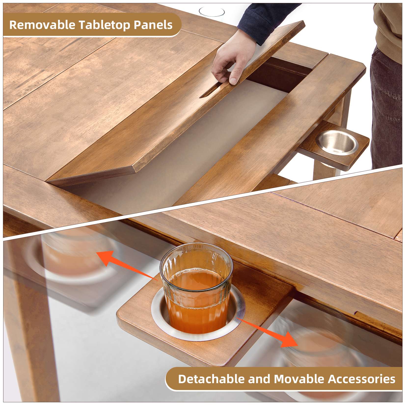 Avocahom 63" x39" Board Game Table for 4-6 with Removable Table Top