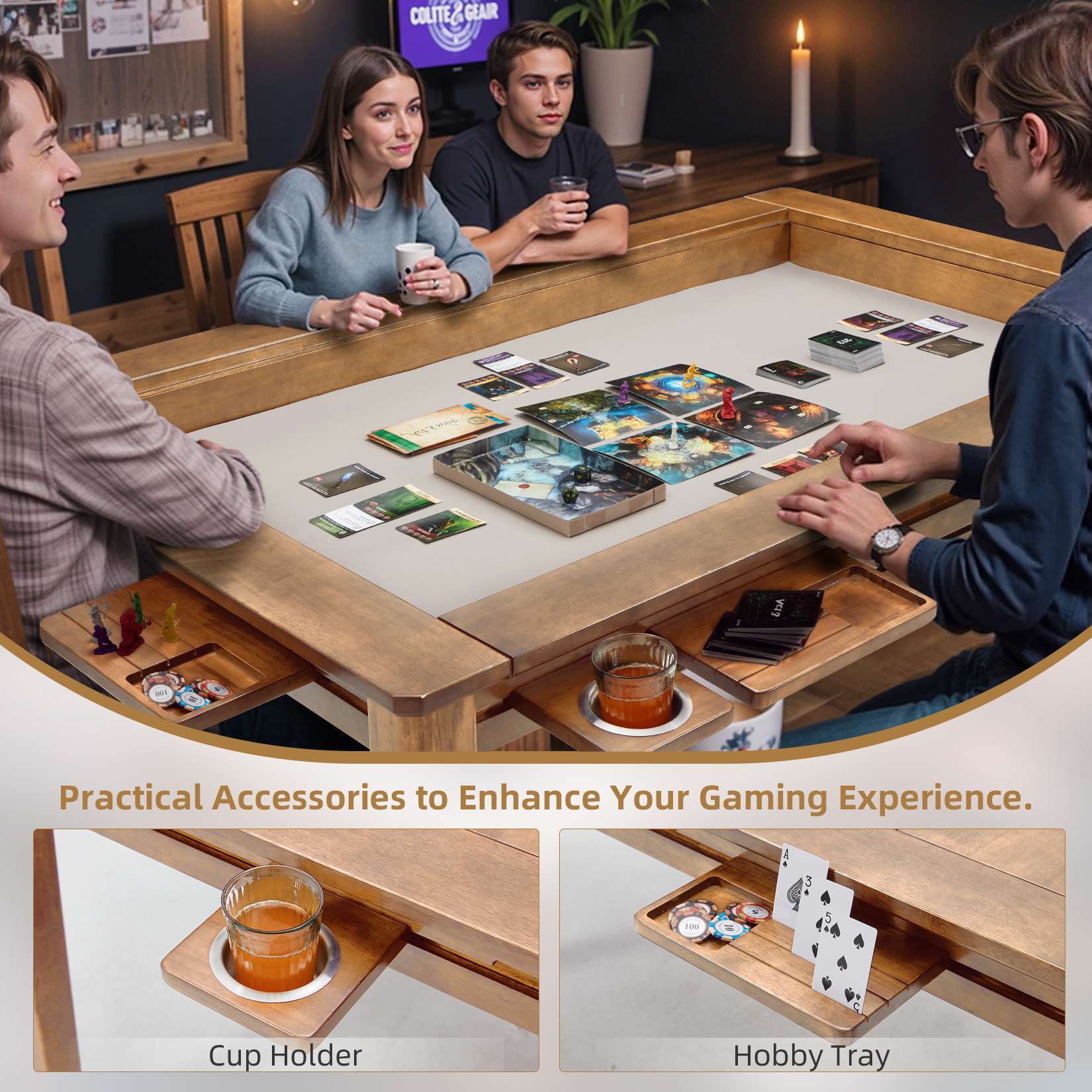 Avocahom 63" x39" Board Game Table for 4-6 with Removable Table Top