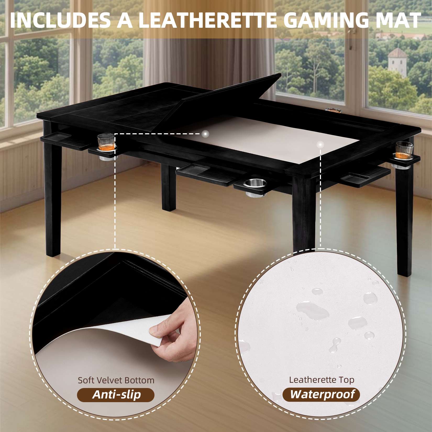 Avocahom 63" x39" Board Game Table for 4-6 with Removable Table Top