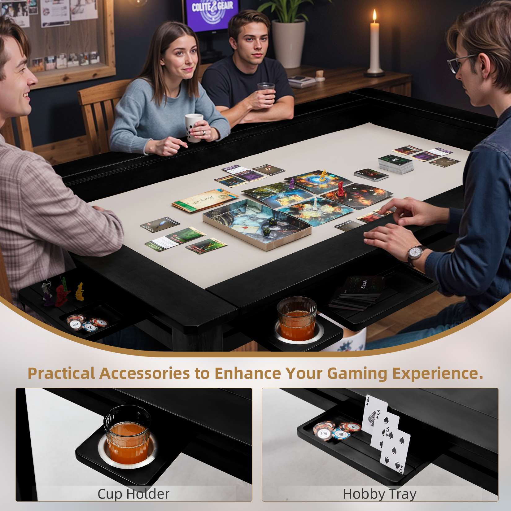 Avocahom 63" x39" Board Game Table for 4-6 with Removable Table Top