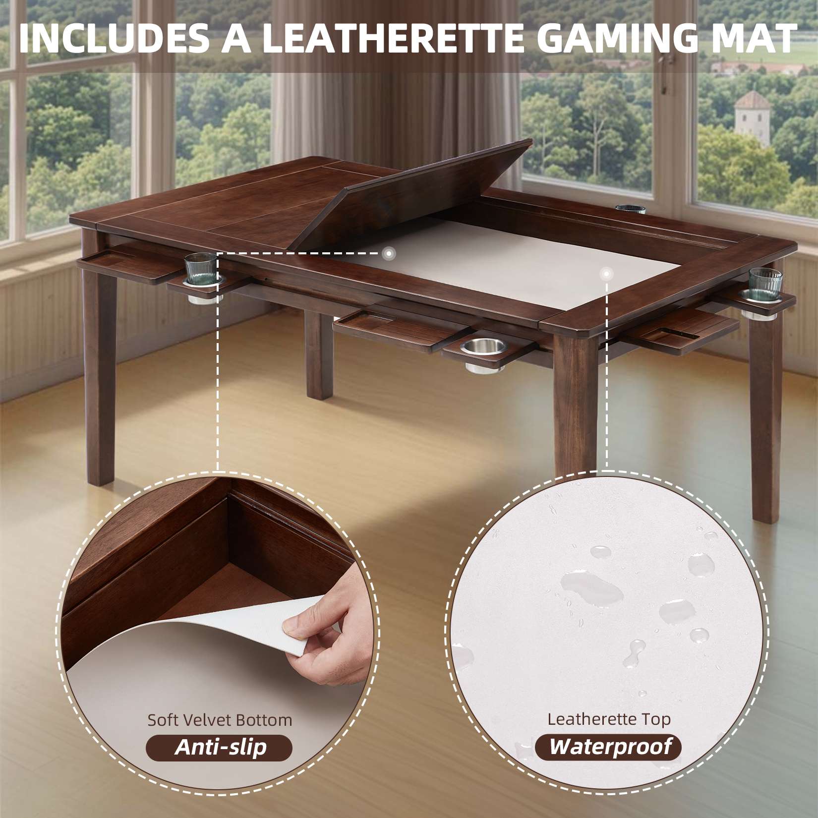 Avocahom 63" x39" Board Game Table for 4-6 with Removable Table Top