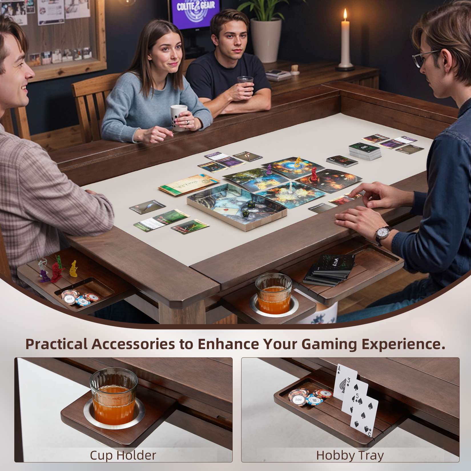 Avocahom 63" x39" Board Game Table for 4-6 with Removable Table Top