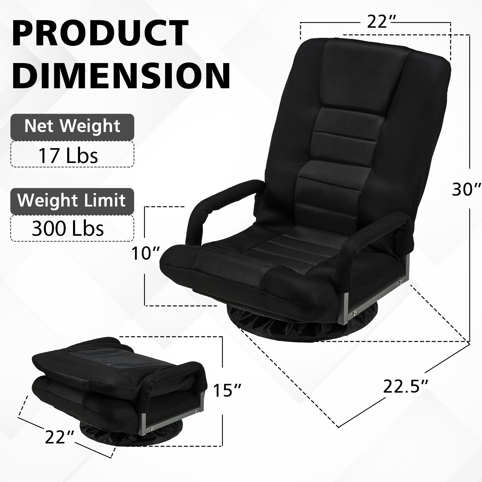 Avocahom Swivel Floor Gaming Chair w/Armrests and 6 Adjustable Postion Backrest