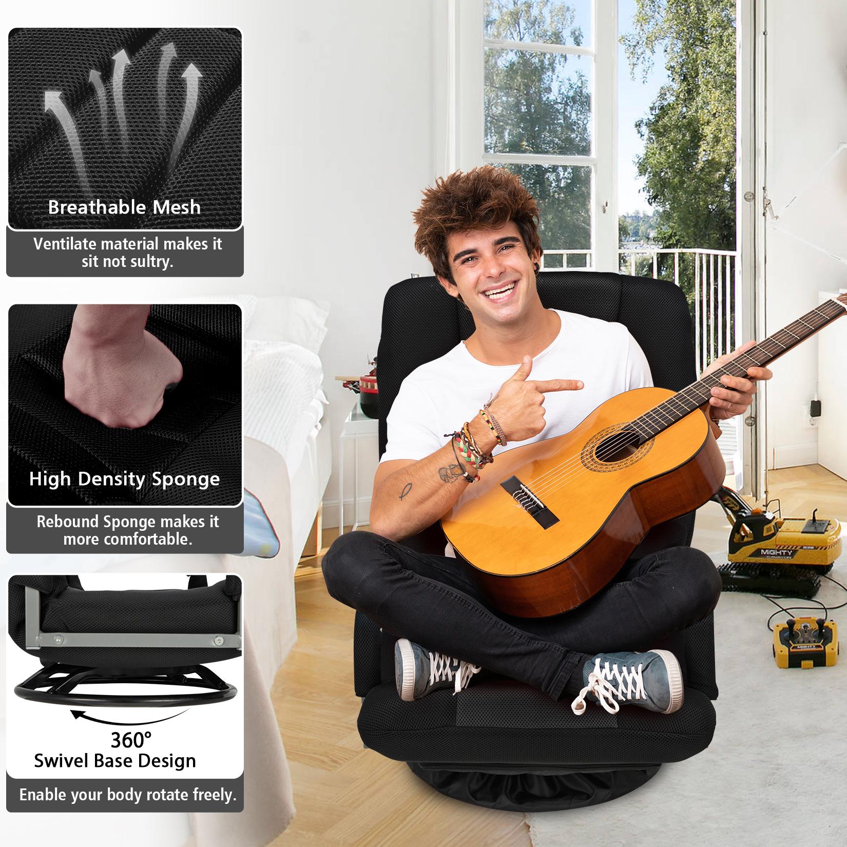 Avocahom Swivel Floor Gaming Chair w/Armrests and 6 Adjustable Postion Backrest