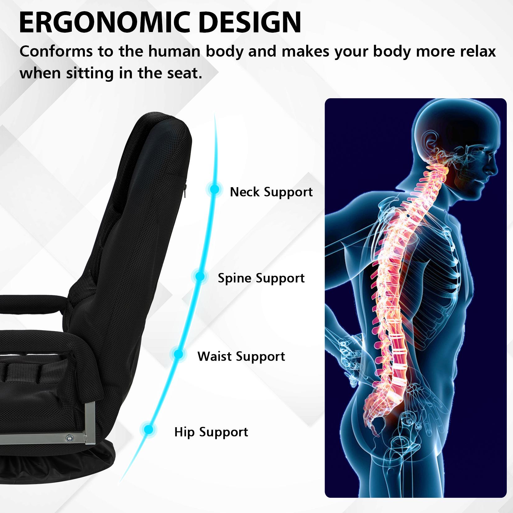 Avocahom Swivel Floor Gaming Chair w/Armrests and 6 Adjustable Postion Backrest