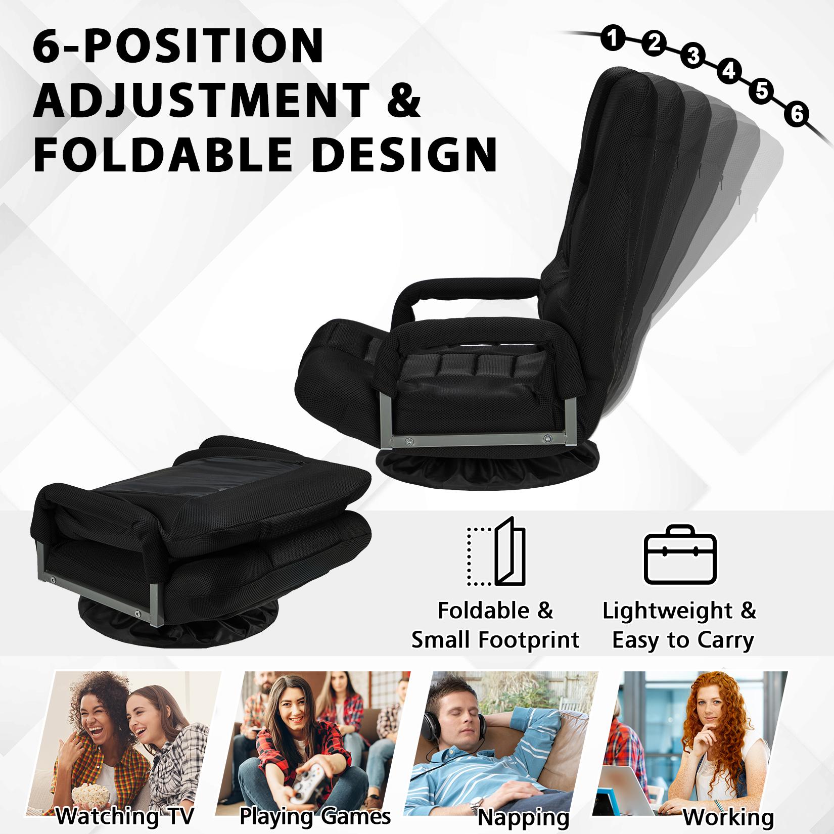 Avocahom Swivel Floor Gaming Chair w/Armrests and 6 Adjustable Postion Backrest