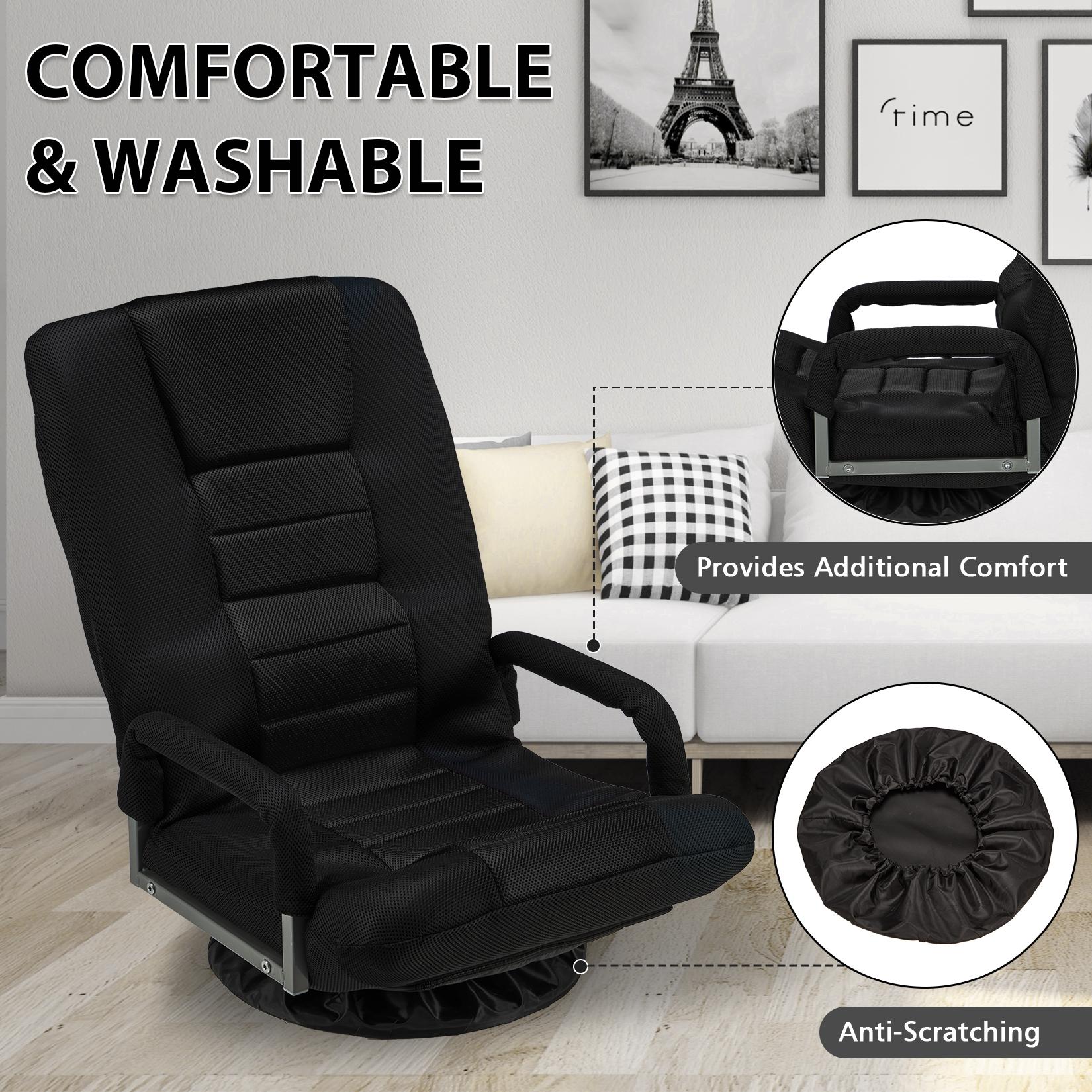 Avocahom Swivel Floor Gaming Chair w/Armrests and 6 Adjustable Postion Backrest