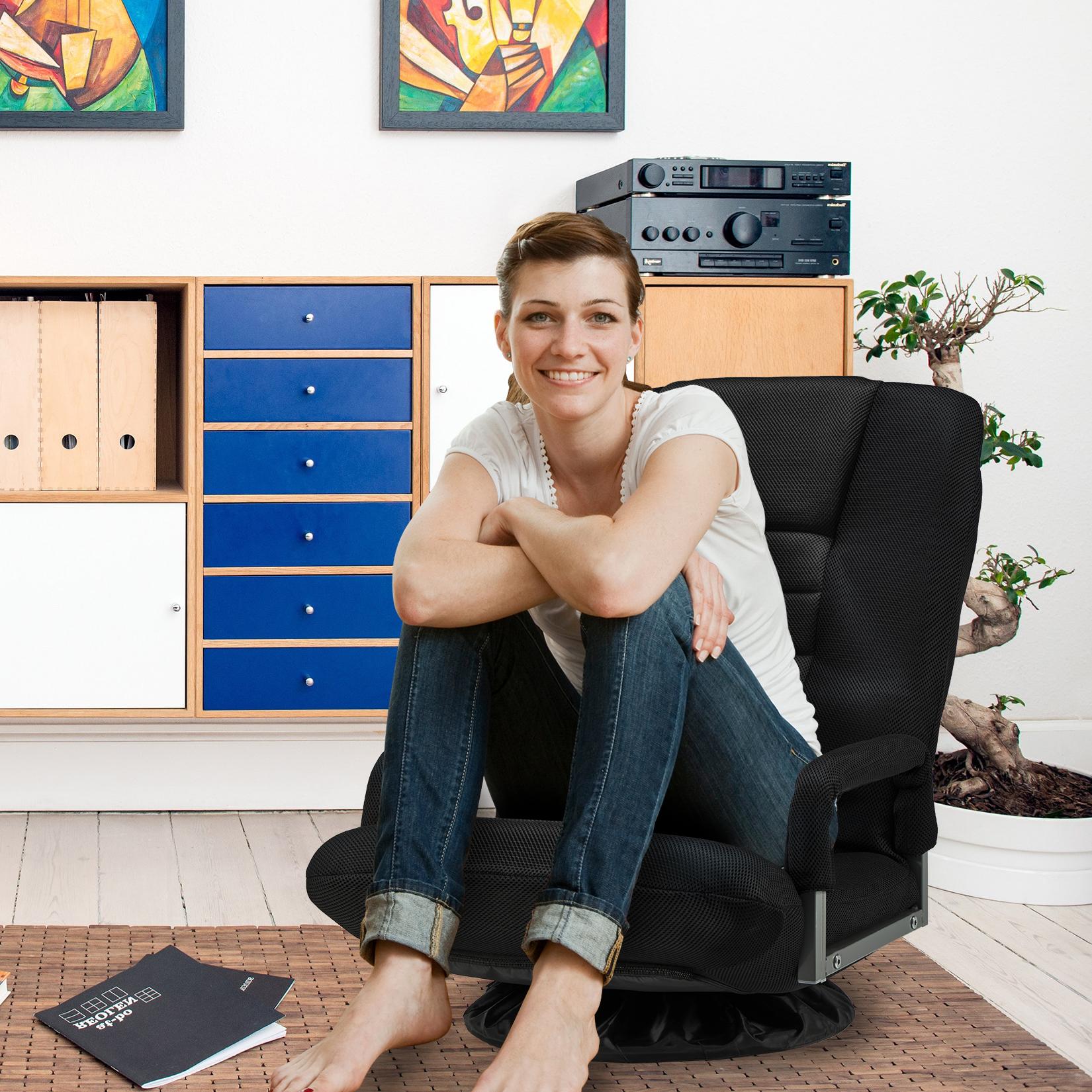 Avocahom Swivel Floor Gaming Chair w/Armrests and 6 Adjustable Postion Backrest