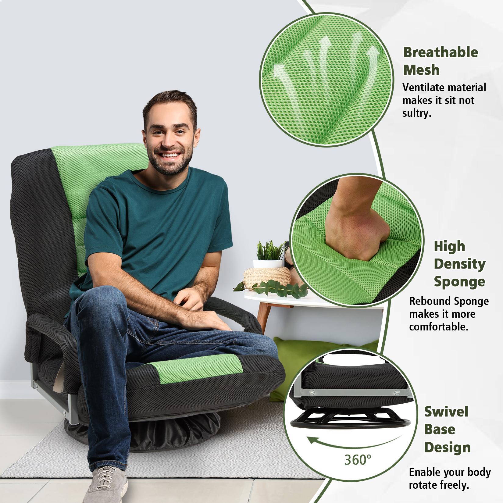Avocahom Swivel Floor Gaming Chair w/Armrests and 6 Adjustable Postion Backrest