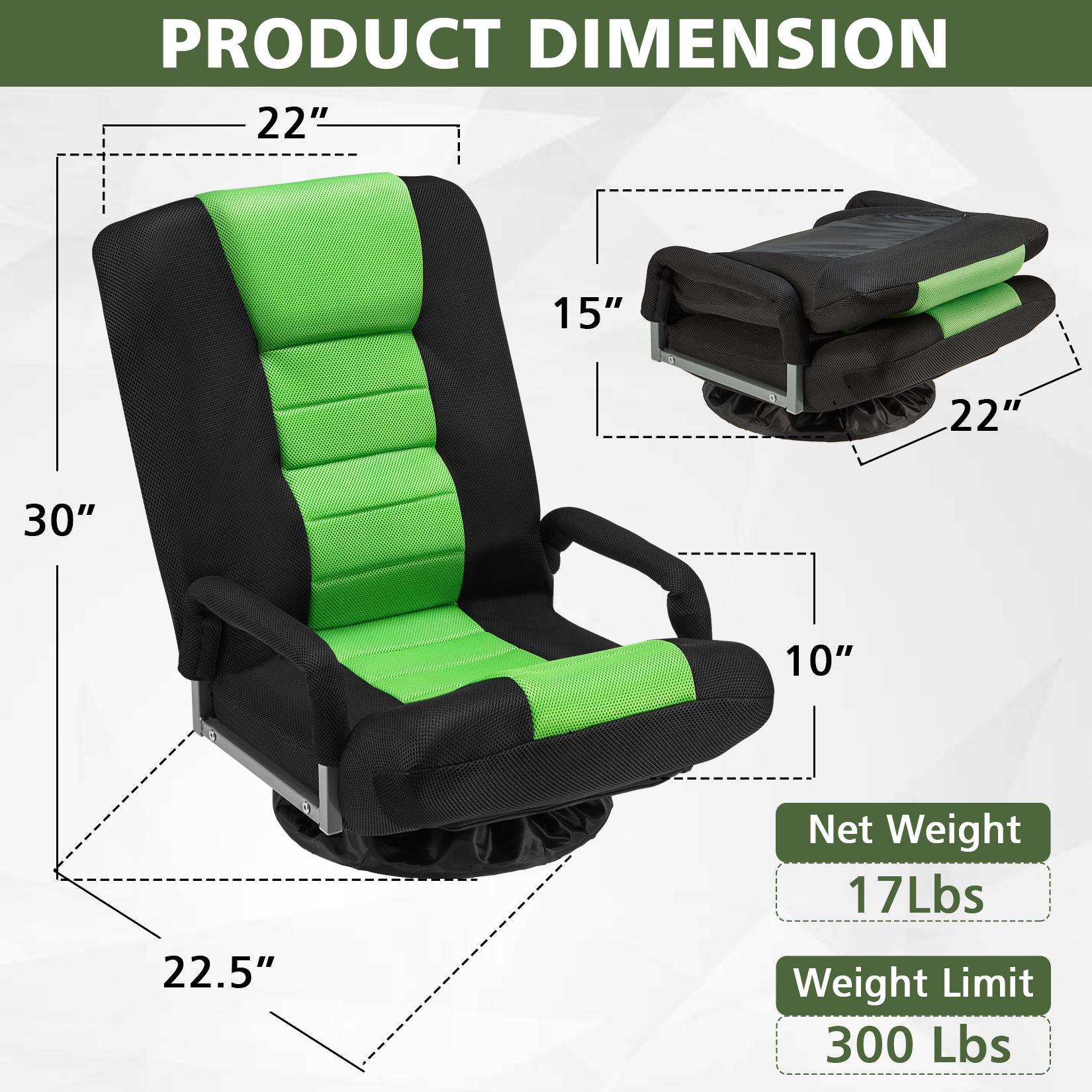 Avocahom Swivel Floor Gaming Chair w/Armrests and 6 Adjustable Postion Backrest