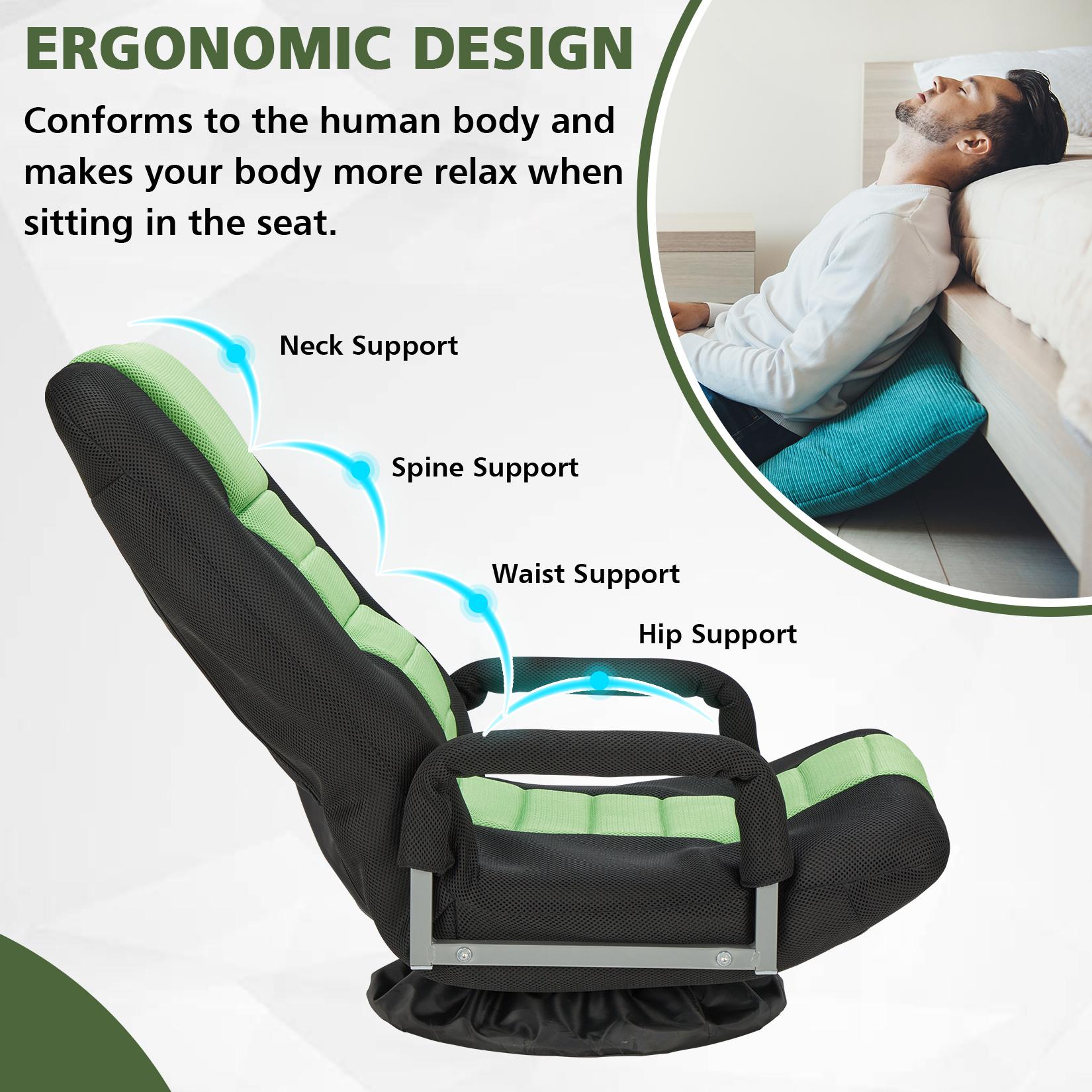 Avocahom Swivel Floor Gaming Chair w/Armrests and 6 Adjustable Postion Backrest